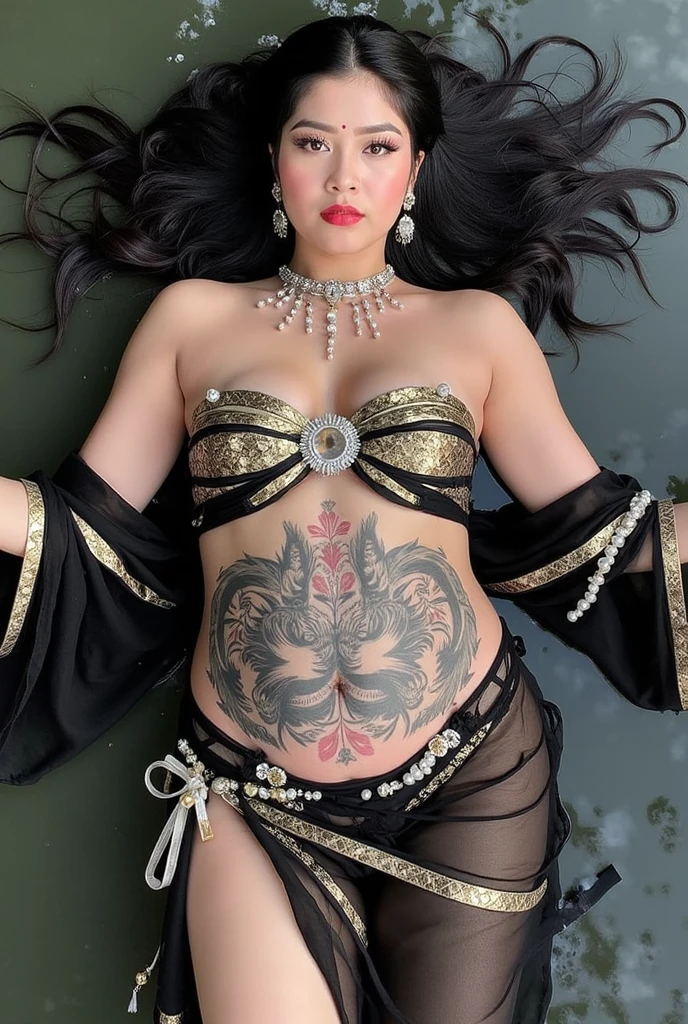 photorealistic, high resolution, soft light,1women, solo, hips up, shinning skin, (detailed face), jewelry, tattoo, super long hair, sperm on her face (facial), black hair, long hair, mafia