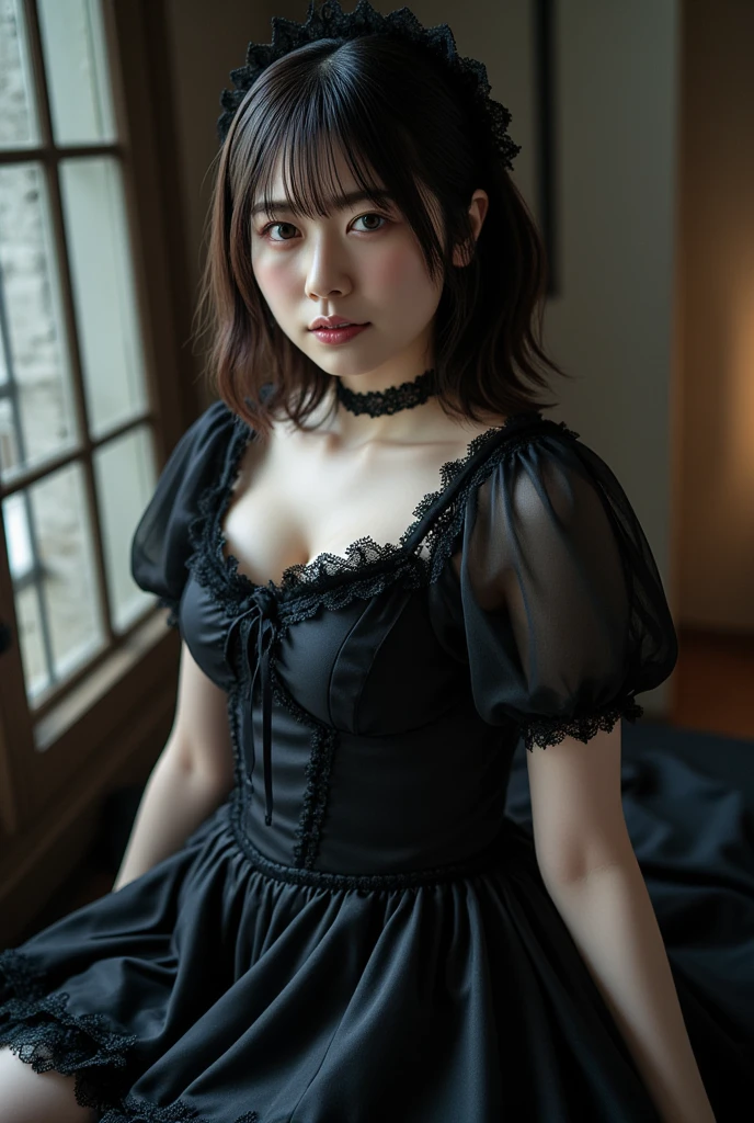 8k, Highest quality, Tabletop, Realistic, Super detailed, Photo Real, Ultra-realistic, Smoother lighting, Improving the lighting quality of movies, Realistic lighting, Backlight, Bright light, Improvement of quality, Highest qualityのリアルテクスチャスキン,One Woman,Gothic Lolita,Large Breasts,whole body,Cute Face,Big eyes,Cool face,short hair,night,Remains,Cover with an eye patch,masterpiece, Very nice and beautiful,Realistic,Japanese, {Baby Face}, {{{Four fingers and a thumb}}},