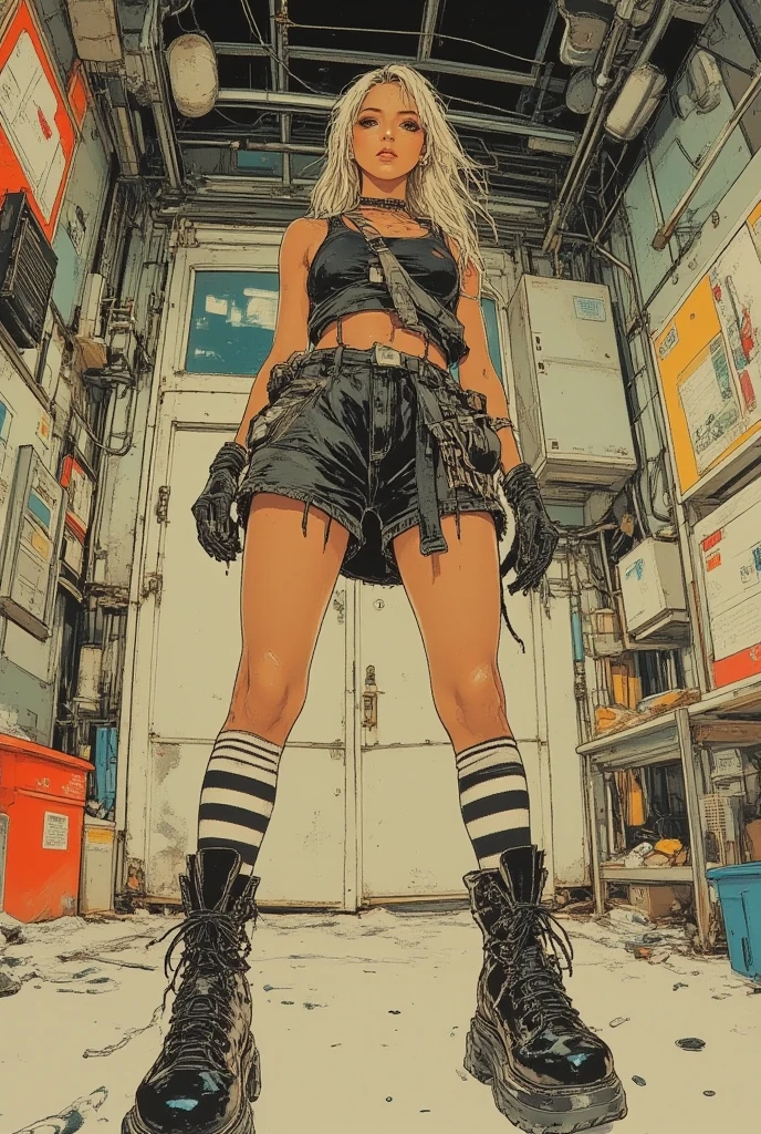 giant girl Muscle girl Abdominal muscles Thick arms Female Giant Metropolis ((Giant girl working at a construction site)) ((construction site)) materials wood ((((Building under construction)))) Girl in bikini swimsuit ((Black short hair)) ((Safety helmet)) ((Safety boots)) ((Leather Handbags)) ((Heavy machinery)) Truck Excavator Rubble pile Outdoor masterpiece Unreal Engine