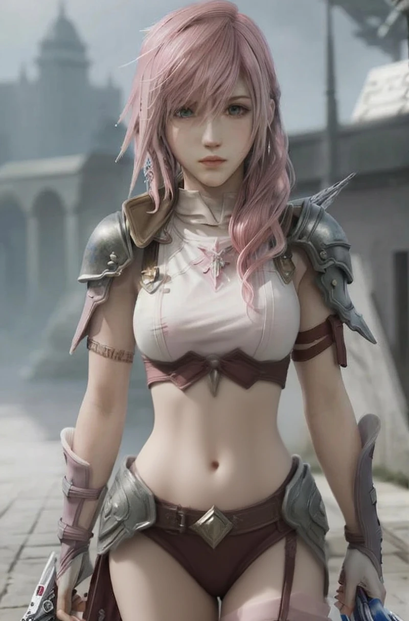 (masterpiece, Highest quality:1.3)
Lightning FF13,  One girl, alone, Pink Hair, Completely naked、All Nude