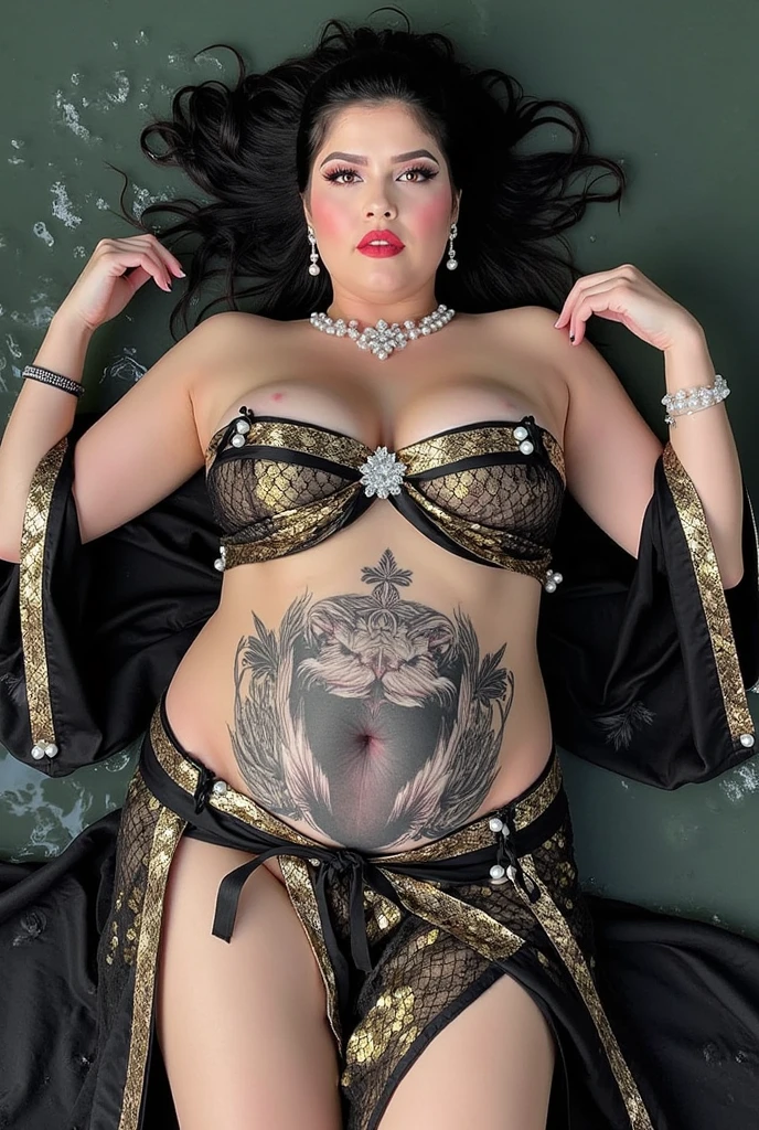 (beautifull tattooed lady, medium bob hair, with gigantic boobs, pregnant belly), spread legs beside luxury bed, (luxury crown), (luxury cloak), wear (detailed luxurious hairpin), (detail luxury bra), (detail luxury robe), (detailed underboobs ornament), (detail hips ornament), expensive detailed necklace, golden flower vase on luxury table, luxury parfume bottle, luxury wall ornament, luxury window with golden frame, luxury restaurant, detail luxury golden lamp, luxury candle, beautifull face, pretty face, beautifull eyes, beautifull nose, sexy lips, polished nails, raytracing, beautifull fingers, beautifull hands, sexy belly, sexy body, sexy shoulders, sexy legs, sexy hips, (luxury arm ornament), (luxury bracelet), (luxury ring), (luxury necklace), (4 fingers in 1 hand), full body picture, pretty makeup, perfect anatomy, ((full of tattoo)), ((chest tattoo)), ((belly tattoo)), good lighting, professional photoshoot, full body shoot, ((belly piercing))