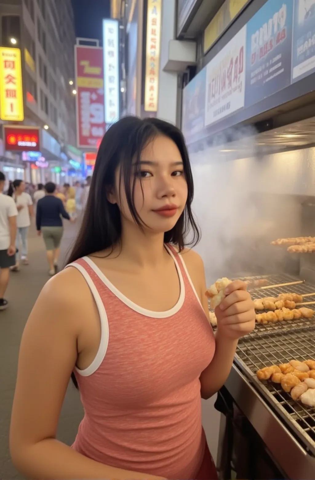 ((dimsum food)), ((logo)), ((momo)), ((Momo Express)), ((logo design)), ((model selling dimsums)), ((Indian Shop)), ((Momo Express Written))
