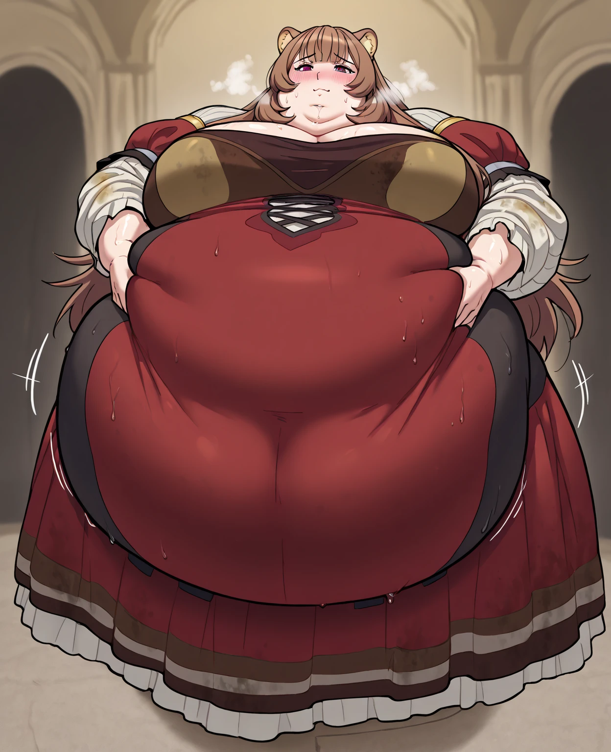 realistic lighting, natural light, (perfect anatomy), (solo), (chubby girl), (curvaceous body), megumin, extra big cheeks, ussbbw, small breast, white skin, happy