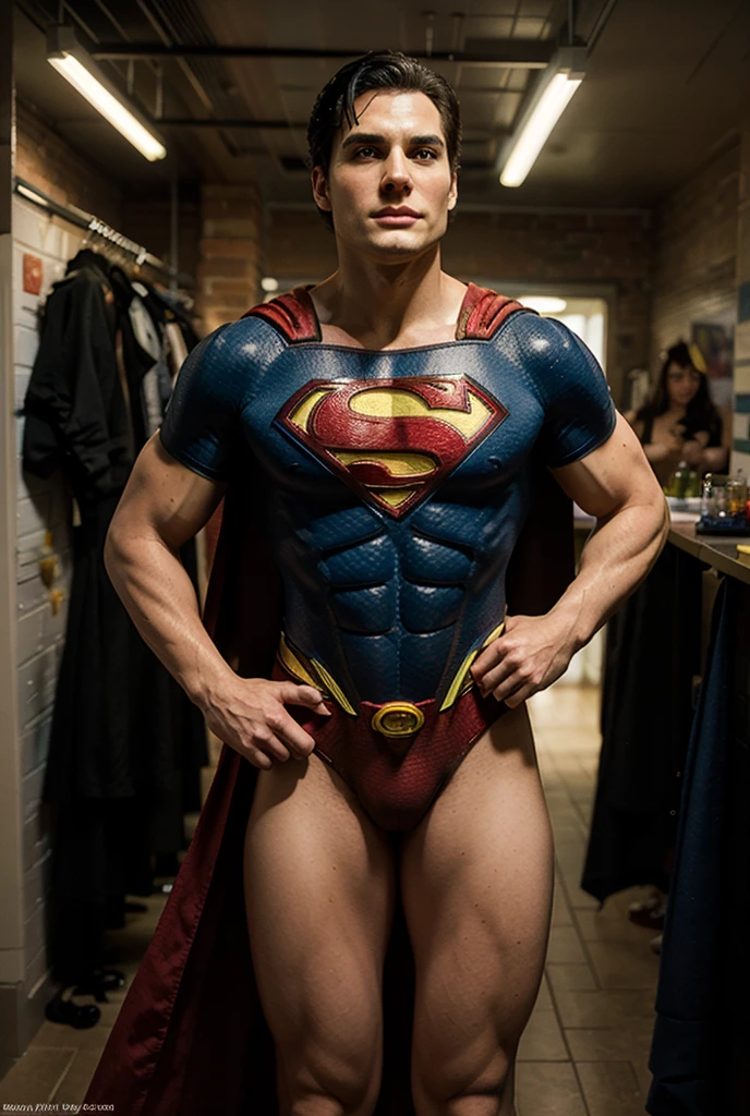 ((Best quality)), (masterpiece), (Super Fine), (illustration), (Detail Light), (Extremely exquisite and beautiful), A man，Henry Cavill ，Henry Cavill as Superman，&quot;S&quot; logo on chest，Dark blue briefs(Strong man：1.2), (Cowboy lens), Standing, The starry sky is decorated with beautiful details dresses, Red Cape, (beautiful eyes), Floating dark blue hair, (Galaxy), (Colorful(planet：1.1)), Negative Space, Detailed background