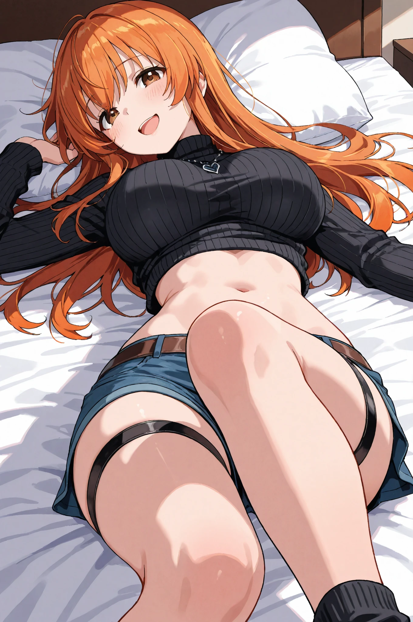 Super busty girl、One Woman、Cute Woman、plump thighs、Best image quality、High resolution、masterpiece、super high quality、Spread your legs、green lace bra、green lace panties、I can see her panties、とてもBig Ass、The buttocks are too big、Blushing、4K quality、Thick thighs、Big Ass、Squat with your legs apart、Blushed、Big Breasts、Proud face、Wearing black stockings、bed、Spread your legs wide、Ridiculously big、Very big ass、Low angle shot、Breasts that are too big、Sweaty all over、Heavy breathing、My breasts are bouncing up and down、Expression of breasts shaking、Depiction of boobs swaying、Concentrated lines of swaying、heart、Sticking out tongue