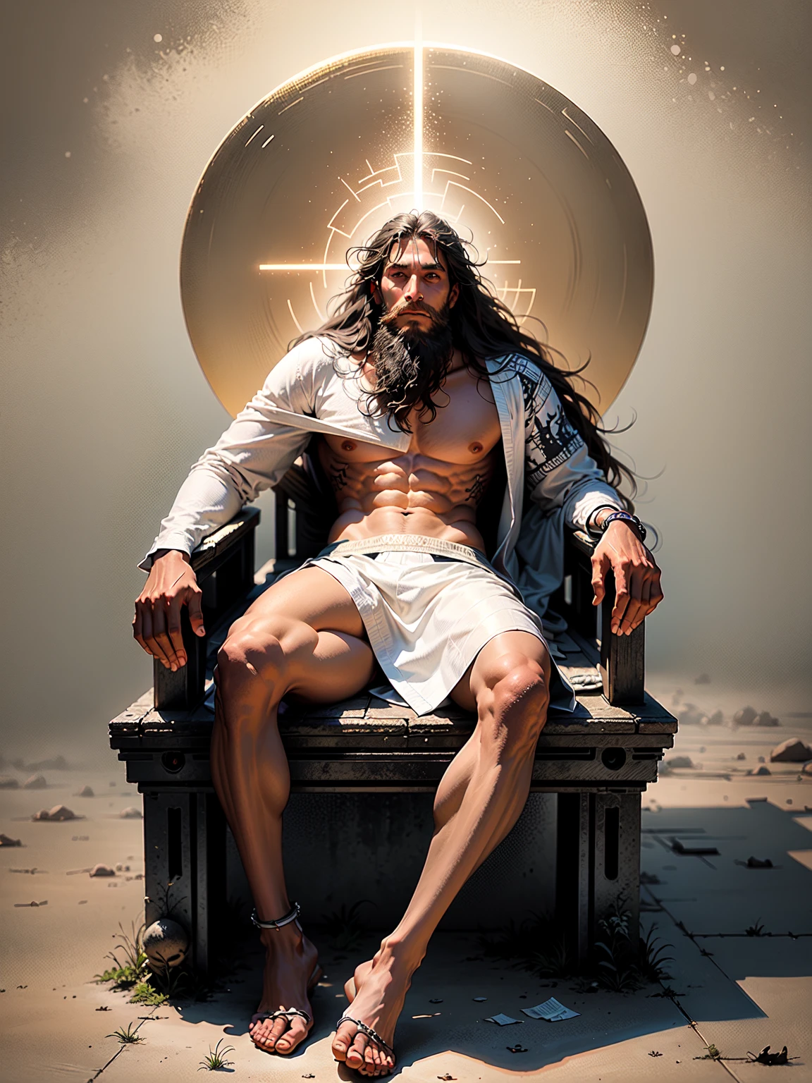 Jesus Christ in the Lotus position with the face of zeus --auto