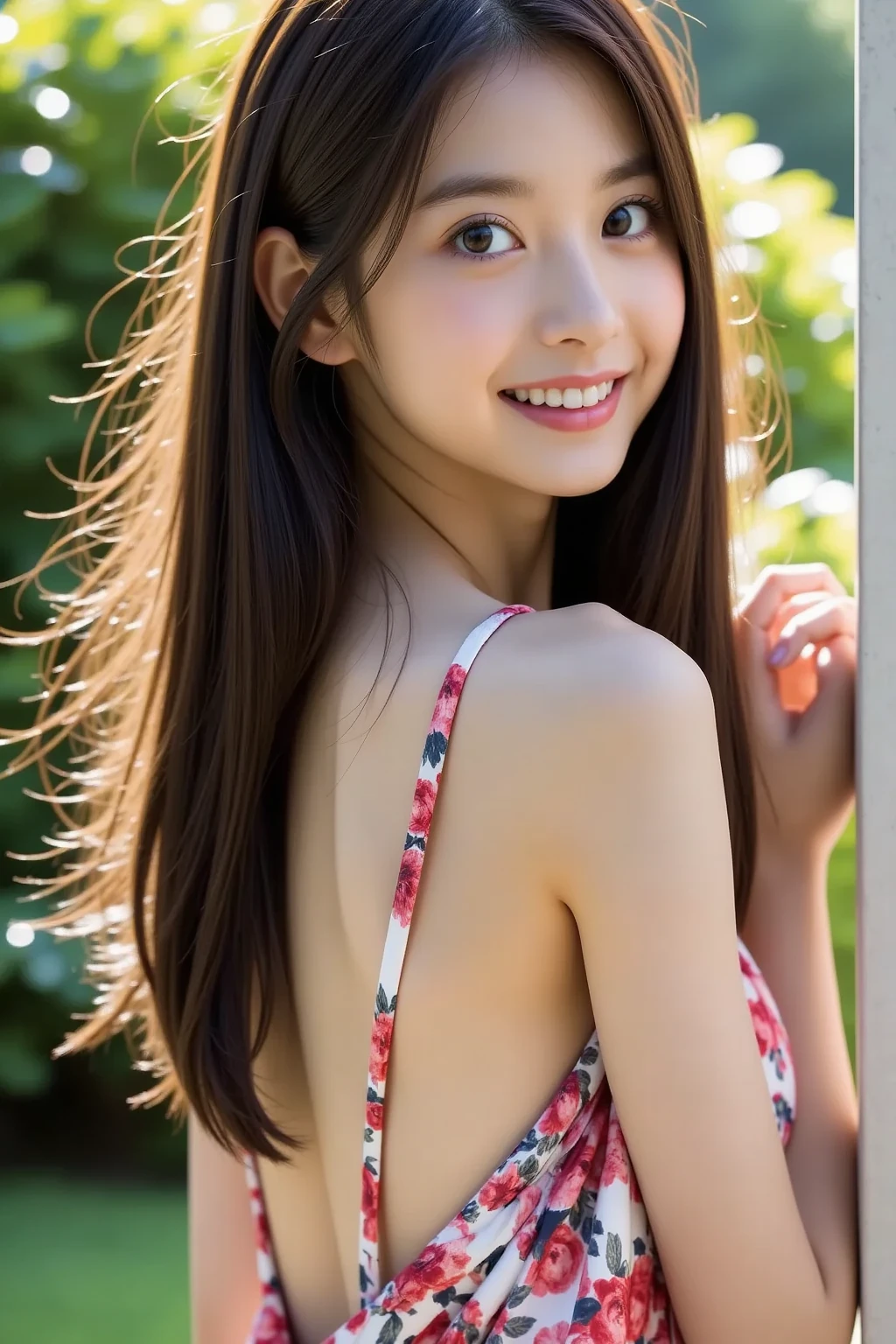 (8K, Top Quality, Masterpiece: 1.2), (Realistic, Photorealistic: 1.37), Super Detail, 1 Girl, 20 years old, Big, Beauty, Cute, Smile, Solo, Track & Field, (Nose Red), (Smile: 1.15), (Mouth Closed), Beautiful Eyes, (Long Hair: 1.2), Floating Hair Novafrog Style, Upper body