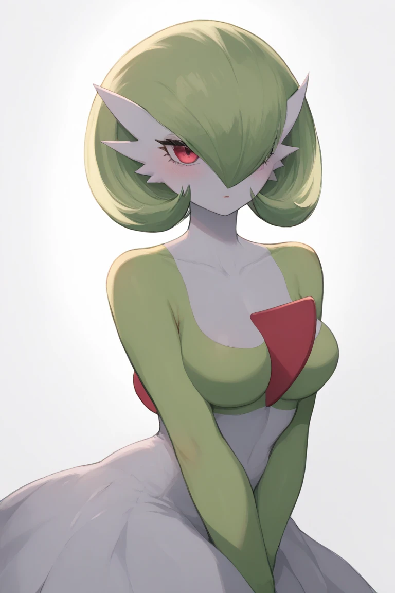 masterpiece, best quality, detailed, pov, 1girl, kirlia, blonde hair, confused expression, blue eyes, visible nipples, visible vagina, grassy field, distant mountains background, noon,