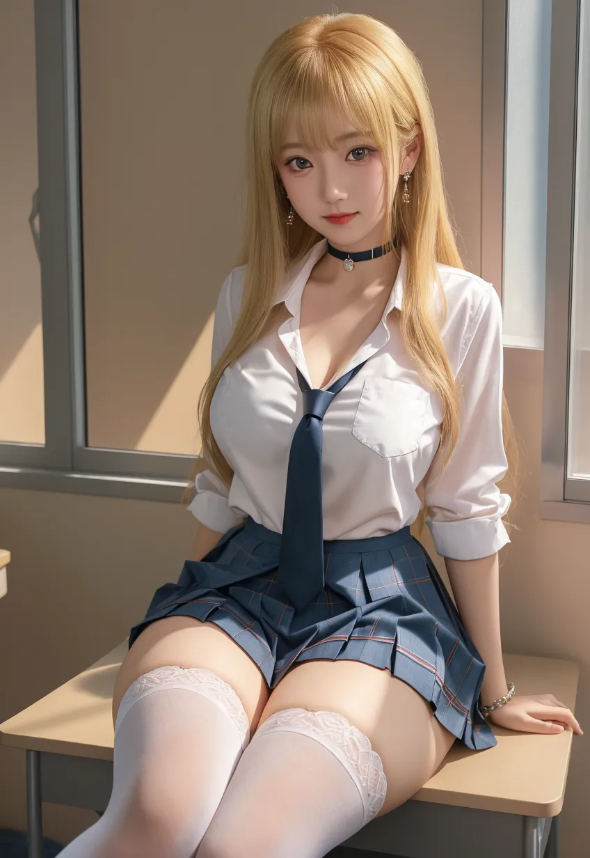 １Man girl、top-quality、超A high resolution、Raw photo、(Authentic skin texture:1.3)、large full breasts、huge tit、Wavy blonde hair、a blond、Picture-perfect face、Professional artwork、((Perfect female body))、Beautiful expression、beauitful face、Seductive look、beautidful eyes、thighs thighs thighs thighs、full body Esbian、(Random sexy poses:1.3)、(Immersive atmosphere、Chiaroscuro:1.5、brightened light:1.2、Luminous lighting) 、(red blush:0.5)、realisitic:1.3、longshot、Professional artistic background、Korean School Uniform、Short sleeve transparent uniform shirt、tight shirtp、Ribbon tie、a miniskirt、((Spread your legs apart、Show your crotch、Show your pants、Show your pants to your audience、pantie shot、Panchira))、((transparent clothe、Transparent shirt、A shirt that gets wet in heavy rain and shows through、Transparent pants、Transparent underwear))、No bra