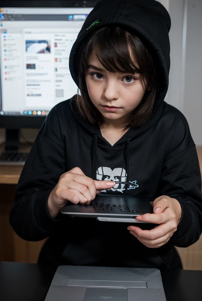 teen, playing mobile game, view from a little further, no electricity, in his room