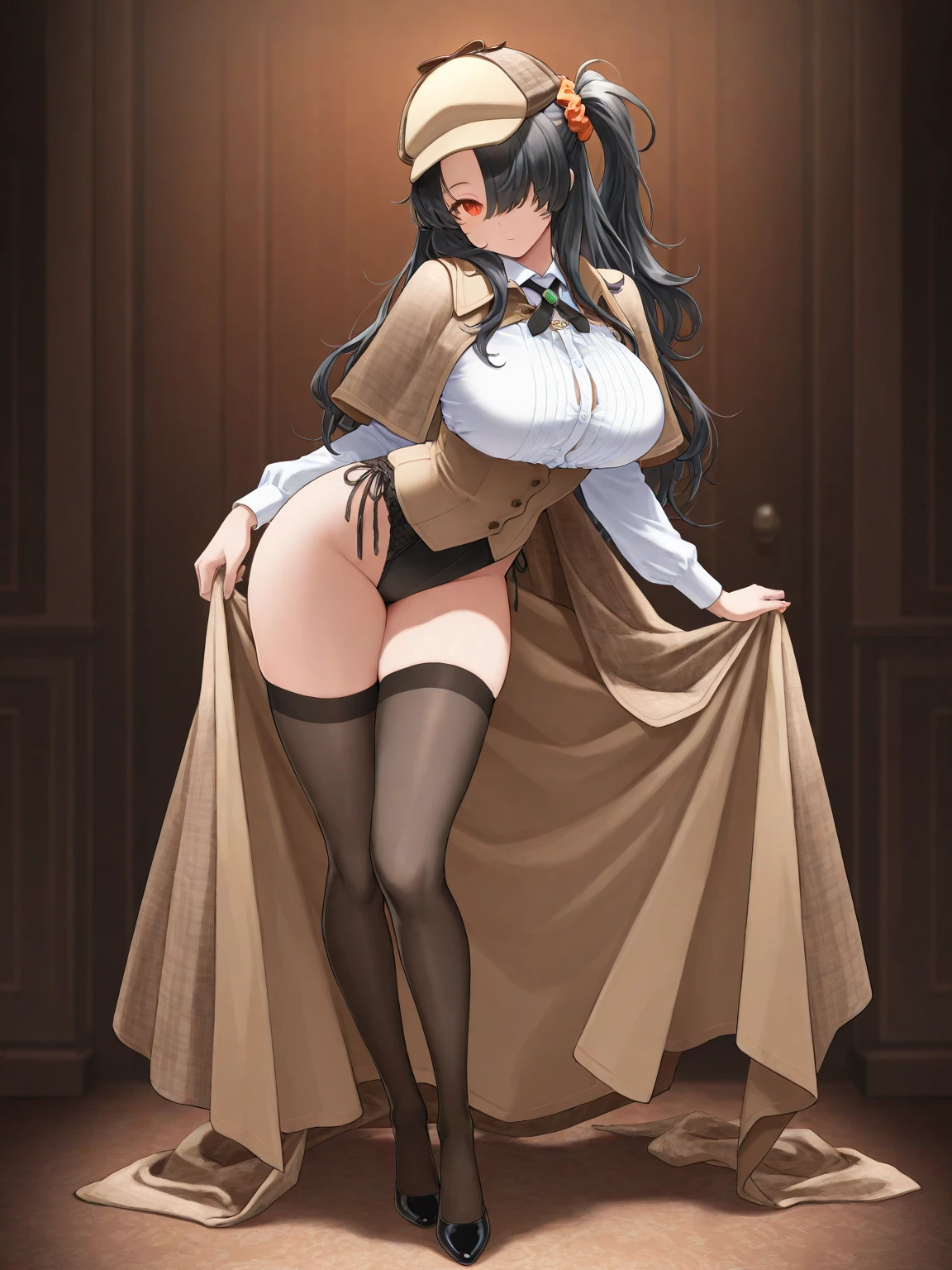 masterpiece, best quality, absurdres , perfect anatomy , kuo shenlin ,(1girl), nude, (large breasts), (sex:1.4), (sweat), (used condom), used tissue, fat man