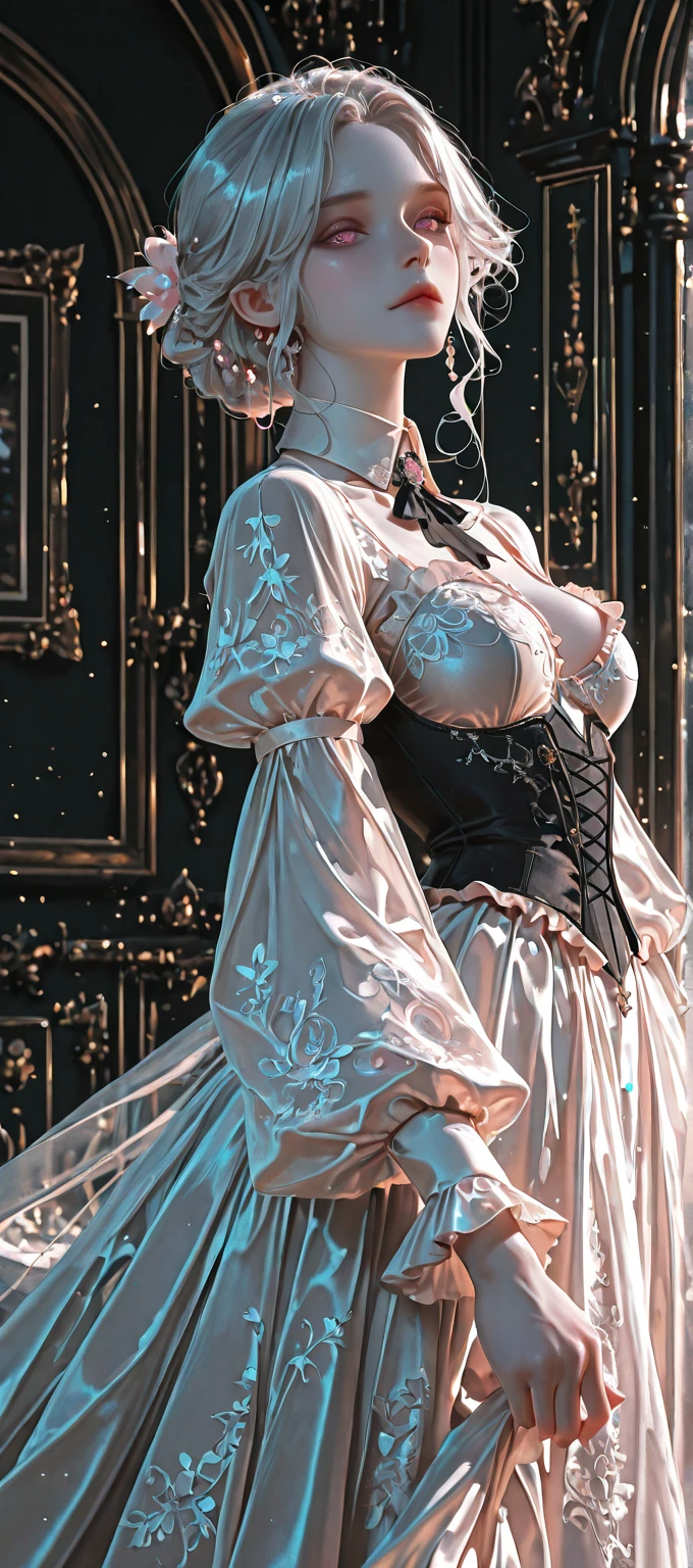 There was a man standing side by side with a woman in costume, Victorian-era science fiction inspired, Hugh Kretschmer, tartan garment, wearing ornate armor, Daguerreotype, Photography 2009, widescreen shot, Black and white color photography, Fashion photography fine art, CG Society!, in mad max style, Scottish folklore, Kenny McBride Sexy Sheer Colonial Dress, Perfect body,Clear , Well-defined clavicle, Surrealism, lifelike, detailed, Perky transparent nipples