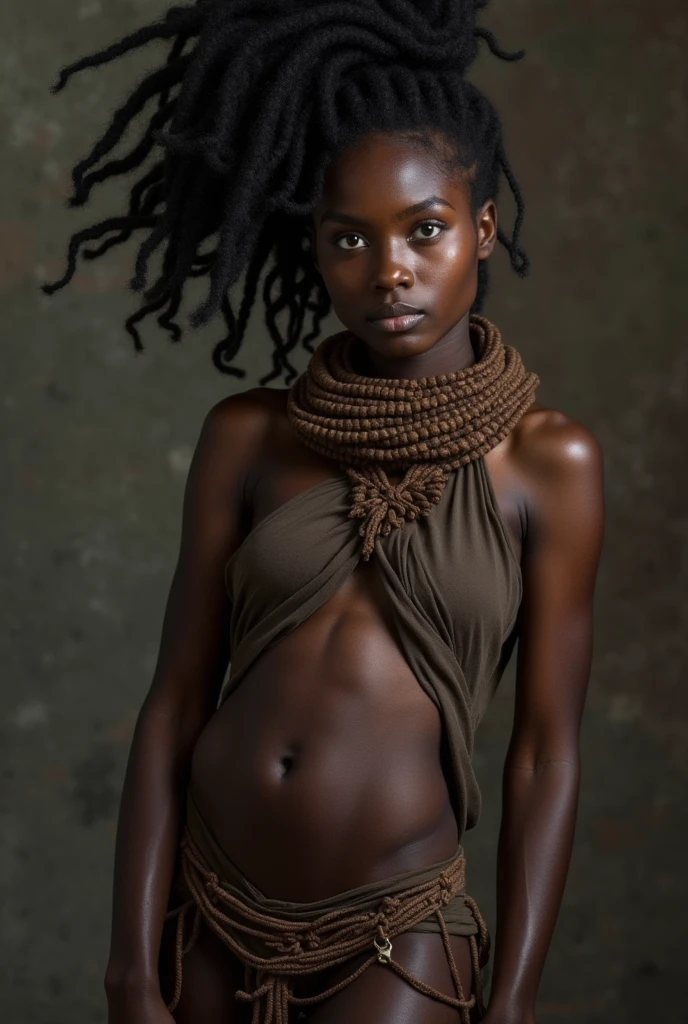 (best quality,ultra-detailed,realistic:1.37),Lilith, dark skin, timeless natural beauty, carved out of a piece of hardwood.