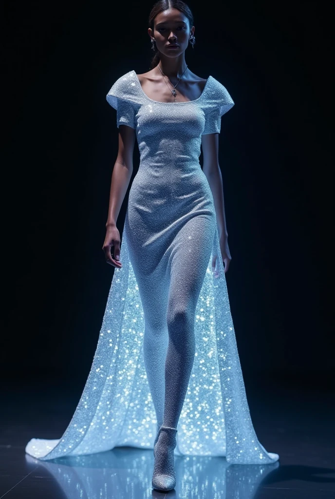 The dress… I had never worn anything like it and I doubted I would do so again..
Made with tiny blue gems, so clear they were almost white, The dress followed all the curves and valleys until it fell to the ground and formed a little pond that was like a liquid of starlight.. The long sleeves were tight on my arms., and they had diamond cuffs on their wrists. The neckline reached my collarbones and that modesty was undone by the way the dress clung to me in areas that I assumed any female liked to show off.. They had put my hair up with two silver and diamond combs.; My hair was left away from my face and then fell over my back.