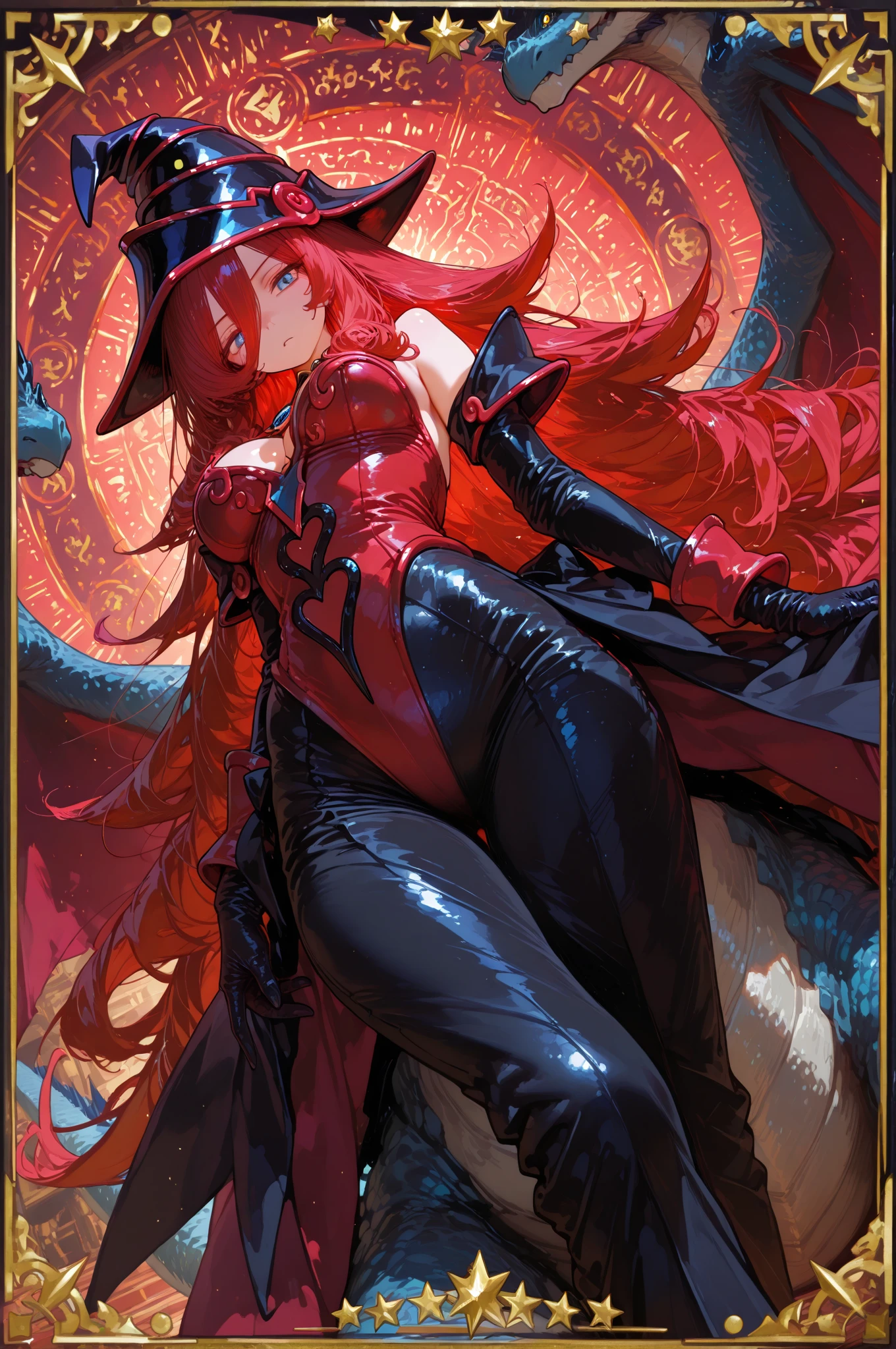 Perfect eyes:1.2, detailed eyes:1.4, realistic:1.4, shaded face, Red hair, hair over shoulder, robe, e.g, fringe, tentacles, Argyll, checkered, neckline in clothes, Striped Thighhighs, black and red vertical striped knee socks, draw up, pomade, hood, split, Sitting, 1 girl, One, (masterpiece:1.6, Best quality),