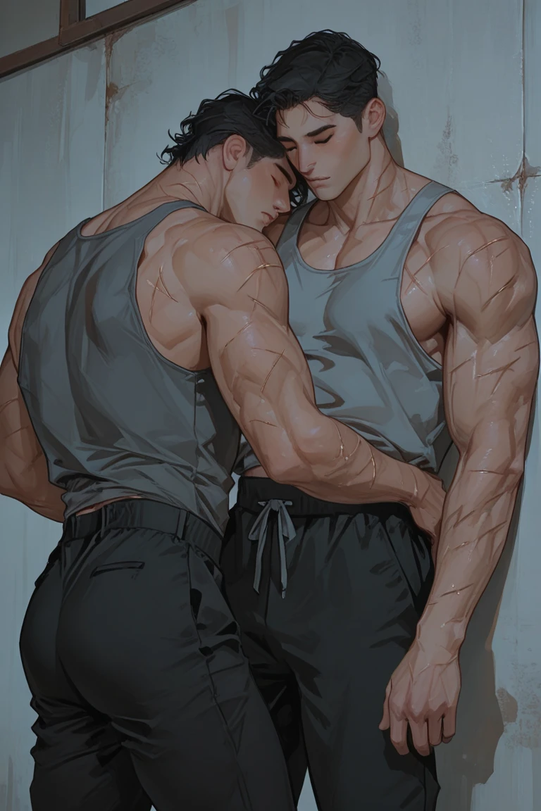 Ruggedly handsome older man DILF, with black hair. Dominant, Confident, bdsm, naked in bedroom