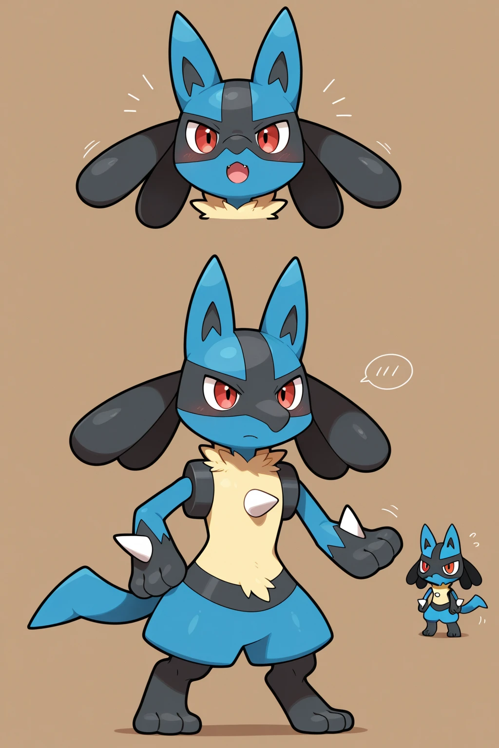 hi res, solo, male, lucario, pokemon, pokemon /(species/), thin, canid, by syuro, (by DAGASI), solo, ((solo focus)),  blushing, full body,,