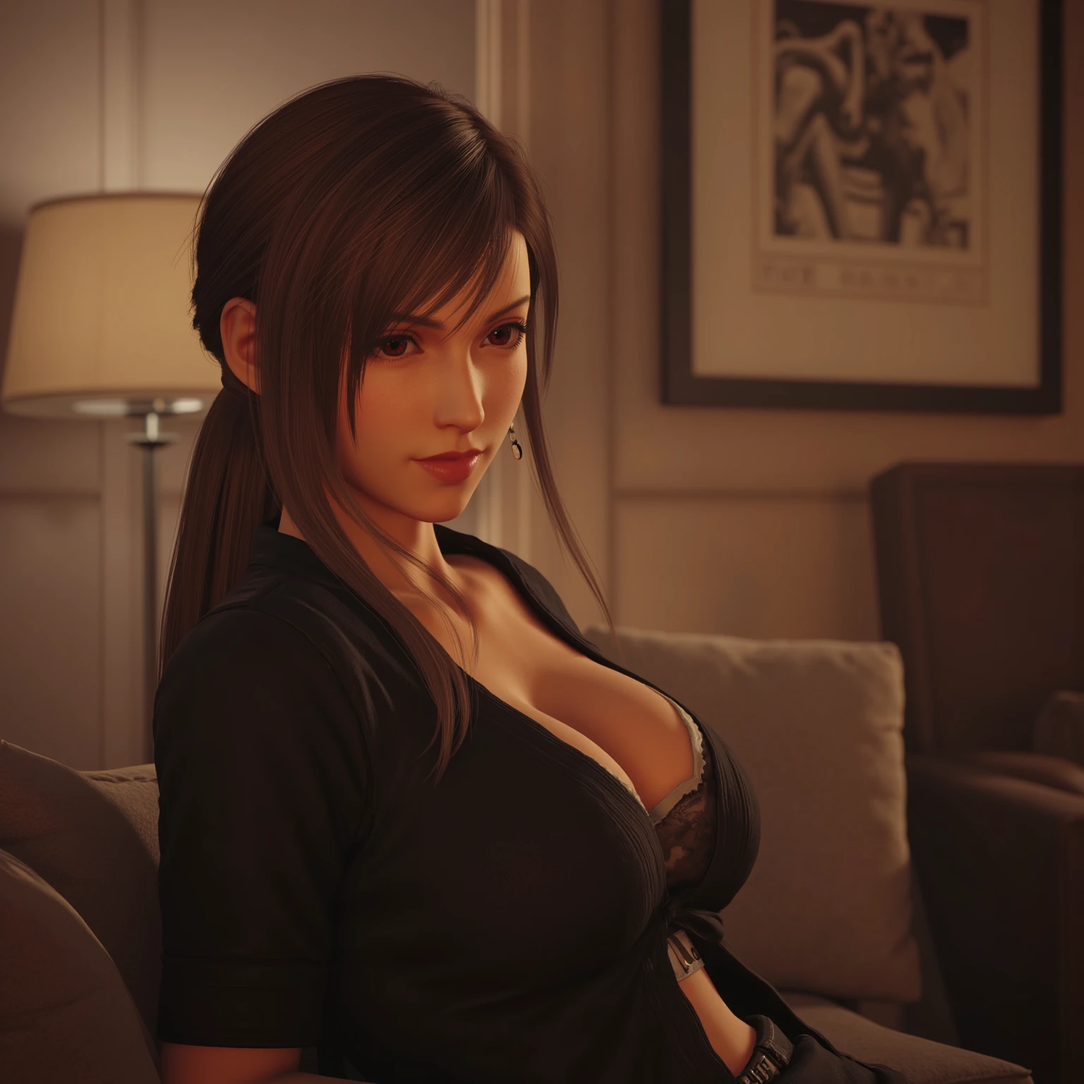 Claire Redfield, a cute woman, in black lace lingerie, lace stockings, open red jacket, busty, sexy, perfect body, perfect figure, perfect lighting, posing, by conor harrington, (looking at viewer:1.1) (from above:1.1), (Cyberpunk), futuristic, neon, urban, dystopian, cyberpunk, in heavy raining futuristic tokyo rooftop cyberpunk night, sci-fi, fantasy, intricate, very very beautiful, elegant, neon light, highly detailed, digital painting, artstation, concept art, soft light, hdri, smooth, sharp focus, illustration, art by tian zi and craig mullins and wlop and alphonse mucha, 