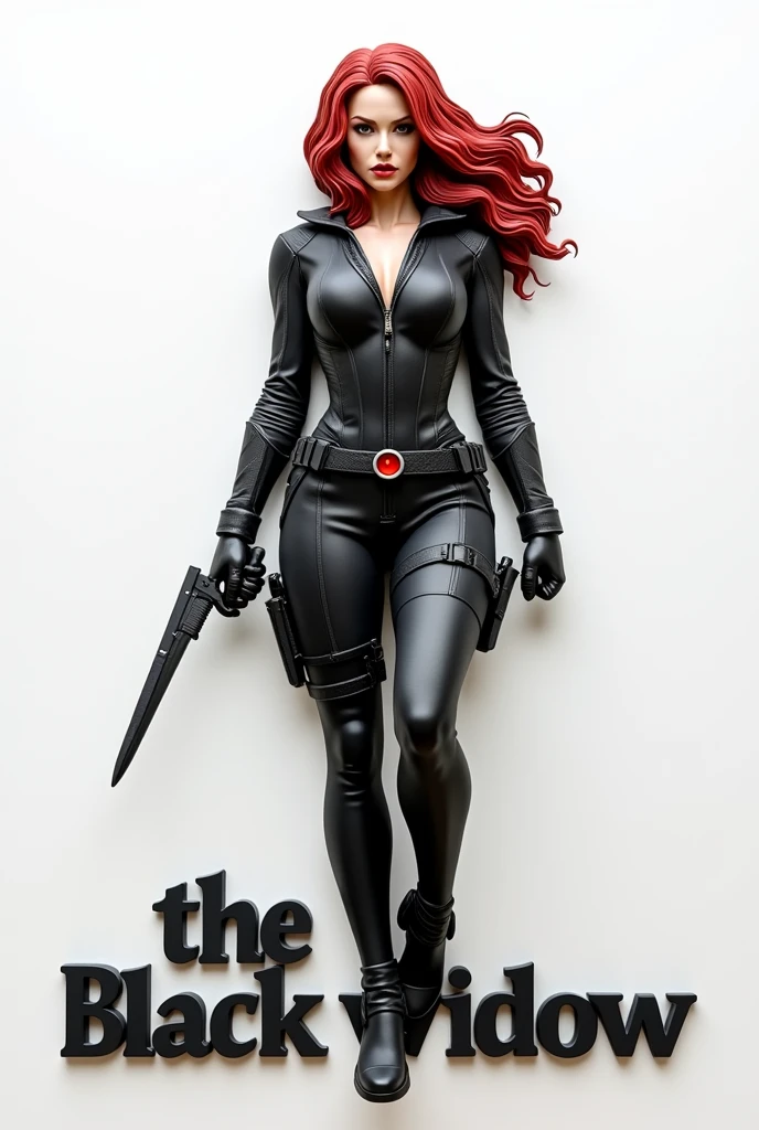 4K, sexy woman, slim body, holding pistols, red hair.
