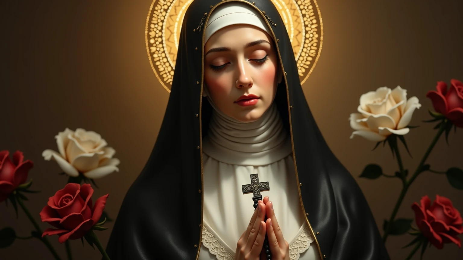 nun painted in watercolor style