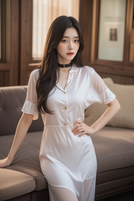 (1 girl:1.3), cinematic light, (table top, best qualityの, best quality, beautiful and aesthetic:1.3), very detailed,best details,(very detailed),from above 내려다 보는 구도,
from above,(( lie in bed and close your eyes, open one's lips slightly,sleeping pose)),
alone, soft long hair, (brown hair), ((Off-the-shoulder see-through silk shirt, big bust)), open chest,