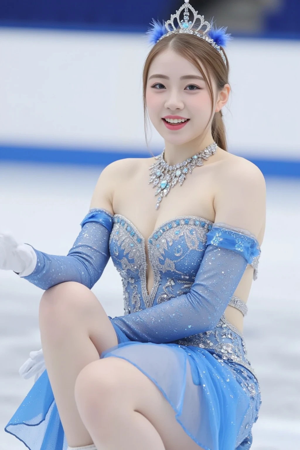 Figure skater、Vibrant、Jumping、Is doing a triple axel、cute、Erotic、Big Tits、Sexy Costumes、On the ice rink、Figure skater