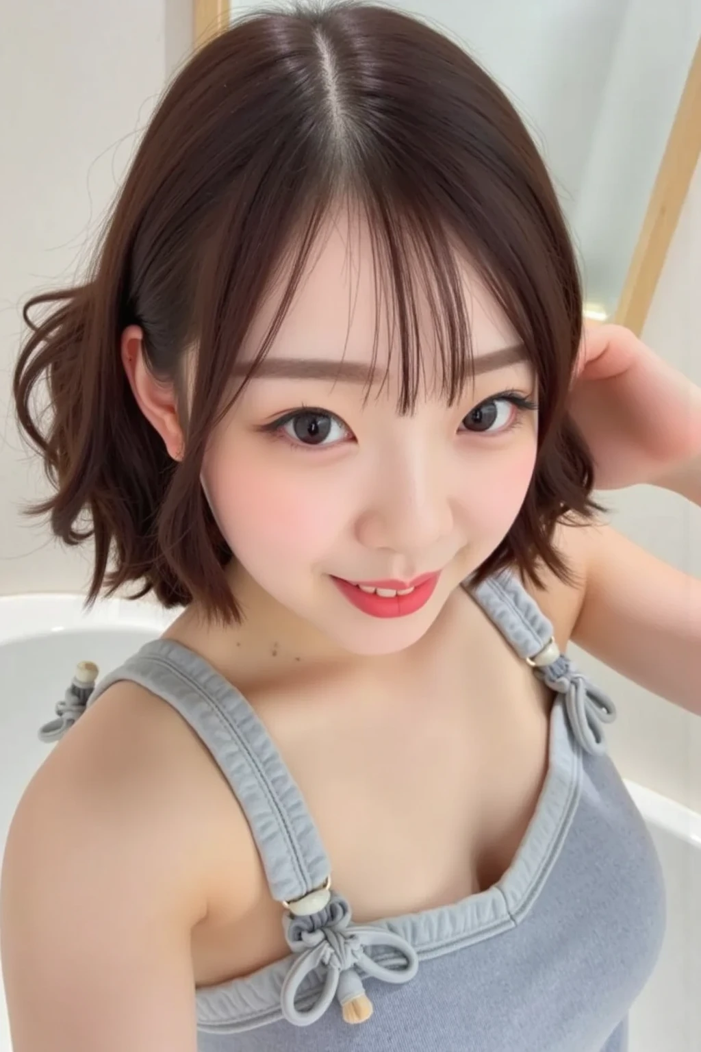 (4K, Best Quality, High Definition: 1.2), (Realistic, Photorealistic: 1.37), Momo Girls, 2 Girls, Blue Skin, Beautiful Face, Clear Face,, Hot Spring, No Bra
(cute: 1.3), fine eyes, heart-shaped lips, (look at the viewer: 1.2), medium breasts, slender waist, blush, [eyeshadow], cherry (smile: 0.2),
Perfect Body, Split Lips, Realistic Light, Realistic Shadow, Beach, Seductive, Big and Innocent Eyes, Blurred Background, Chest Focus, Depth of Field, Professional Lighting, Photon Mapping, Radiosity, Physically Based Rendering, High Detail, Masterpiece