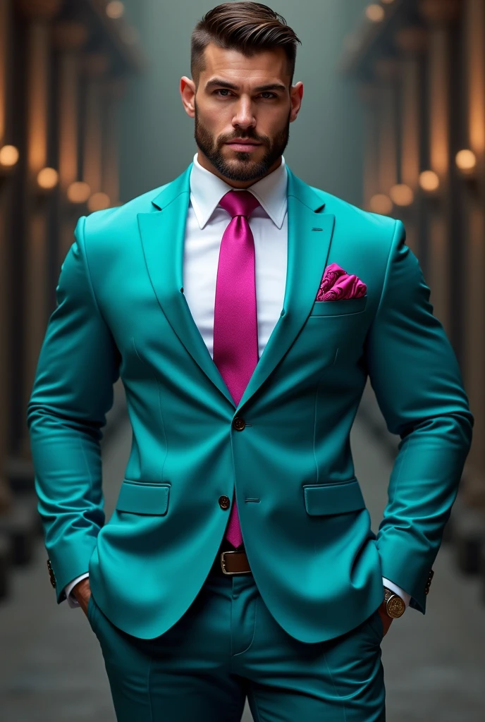(absurdres, highres, ultra detailed, Ultra HD), ((tall handsome muscular man, solo, male model modern clothing, Full length portrait: 1.5, wearing colourful silk shirt and pants)), beautiful, gorgeous, wet, mature, perfect eyes, sexy gaze, (looking at the viewers romantically), perfect body, smooth skin, a hot glow in his skin, wide chest, largest breasts, extremely large pectorals, big nipples, breathtaking grandeur, model pose, colorful, artistic, focus on his calm facial features, elegant look, sexy posture, full body view,