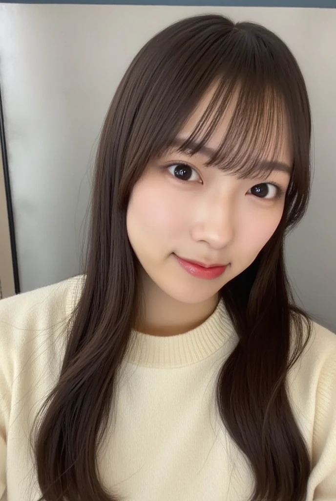 One Japanese woman、20-year-old woman、Look here with a smile、Indoors、Loungewear、Highest quality、high resolution、Detailed face and eyes、Bright lighting