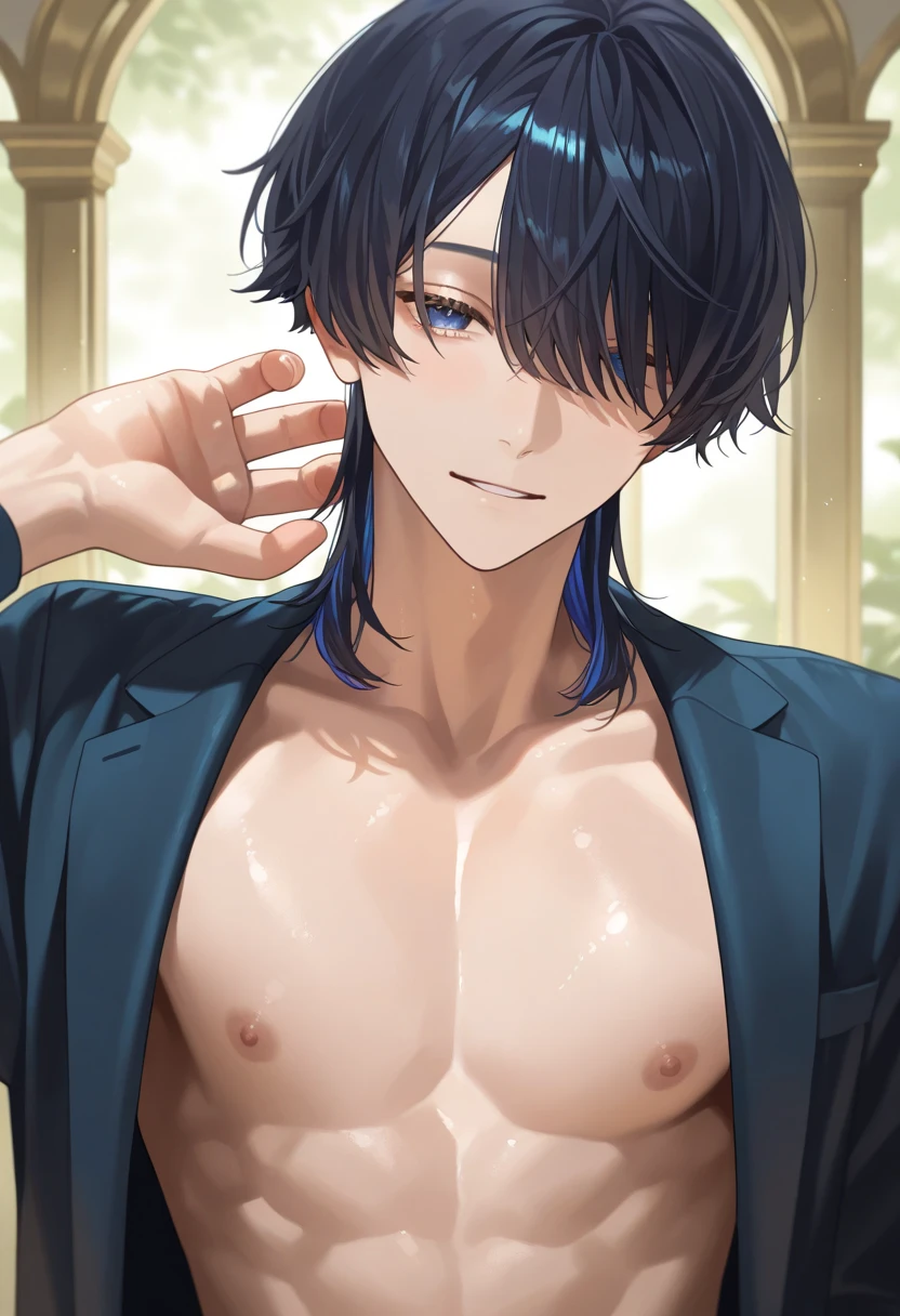 (kuchen_(yumekuro):1) (handsome:1) (man:0.8) (abs:1) (sweat:1) (dripping_wet:0.5) (male focus:0.8) (indoor:0.8) (bokeh:1) (shine:0.8) <lora:kuchen_yumekuro:0.55> (smile:0.1) (jewelry:0.7) (earrings:0.8) (short hair:0.1) (shirt:0.2)