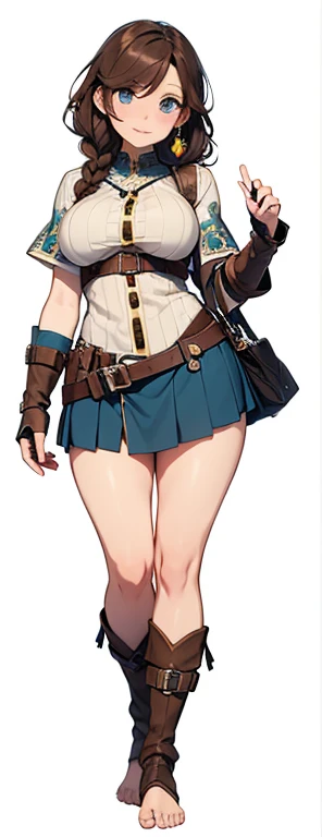 1 girl, atelier, alchemist, white knee socks, short skirt, thin braid hair