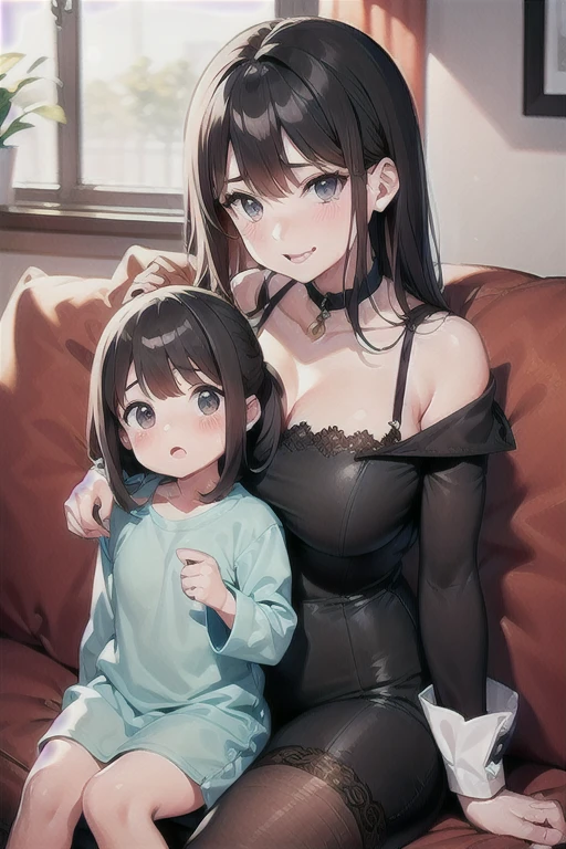 Highest quality,masterpiece,Ultra-high resolution,Perfect Anatomy,(Faithfulness:1.4),(hideたくしあげ、Undressing)、(Mr.々Expression:1.5)、RAW Photos,Embarrassing,Red face、Short hair kids,A woman with long hair tied up and a 12-year-old girl with short hair,(Large Breasts:1.8)、(Big Breasts)、(Boldly emphasize your breasts、No bra)、(Tight slingshot knit sweater、No sleeve、Off the shoulder)、Women and girls with small breasts, Mom and her small breasted daughter,Gorgeous mother and pretty girl,(Museum、hide),Knee Shot,Cinema Lighting,Gravure Model Parents,Idol's Daughter、Adorable,Heartwarming, (Nipples:1.2)、(Rubbing my daughter's breasts、Lift the chest)、(Long-haired mother and short-haired daughter)、(Mother in a knitted sweater and daughter in underwear)、透けNipples、Transparent skin、obscene