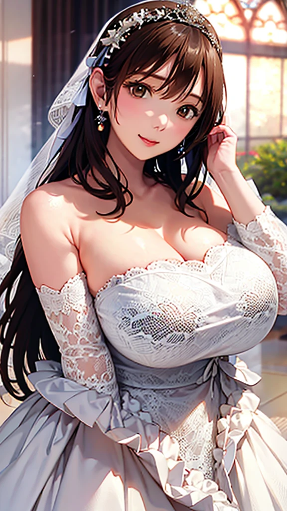 (absurd res, A high resolution, ultra - detailed, hyper HD, Cinematic), Alone, 1个Giant Breast Girl, mature, Happy,hime cut,black long hair,red eyes, (huge breasts:1.6),cleavage, collarbone, bare shoulders,armbands,nun girl standing in light blues flower field, light blues flower petal surrounding girl, full bodyesbian, Blue long-haired girl, light blues hair, fanciful, dream-like, Snowy Land, offcial art, trending art, contours, ultra - detailed face, ultra - detailed eyes, light blues flower field, ultra - detailed field, The white blue sky, Cold, light blues, The white,  Nebula in the sky, blue tree, aquarelle, pastel colour