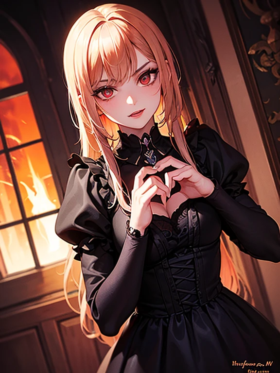 prompt: 8K resolution, Delicate features, , single, Unique pupils, 笑face, blonde, Princess Cut, Ribbon hair ornament, brooch, Shiny candy blue dress, Gold embroidery,Lolita Style, Gothic style, Facing the audience, Otaku Room, Female demon, Small lip width, lips are small, Embarrassed expression, Delicate features, Crazy Smile, Mouth wide open, Mouth open and teeth bared, wide lips, Very wide mouth, Frowning, Vermilion-tinted cheeks, blondeヘアー, Princess Cut, Ribbon hair ornament, brooch, Shiny candy blue dress, Gold embroidery,Lolita Style, Gothic style, Facing the audience, Otaku Room, Well-built body, Nice body, Ample breasts, Fleshy body,With eyes wide open、Scary atmosphere、Distorted facial expressions、ねじれた笑face、Bloody、Bleeding from the head、Blood splatter、whole body、Long Hair、Long bangs、(((Dark circles under the eyes)))、Pale skin、Feeling unwell、Pathological、邪悪な笑face、Crazy Eyes、(Grin)Dramatic makeup,Create mixed media art、Full body depiction on screen,whole body図,Well-built,Nice body,Shoulders wider,focus on,(face),Messy Hair,Yellow Eyes,(Glowing Eyes),(Blood splatter:1.7),Red light,笑face,big 笑face,tooth,psycho 笑face,gesugao,Dark city background,darkness,night,(close),Good Eyes, good teeth,サディスティックな笑face,,all,Shiny skin,詳細なface,Beautiful body,Adult,whole body油まみれで光沢感がある whole bodyから湯気が出ている Steam like a sauna room fills the entire screen. White breath from the mouth