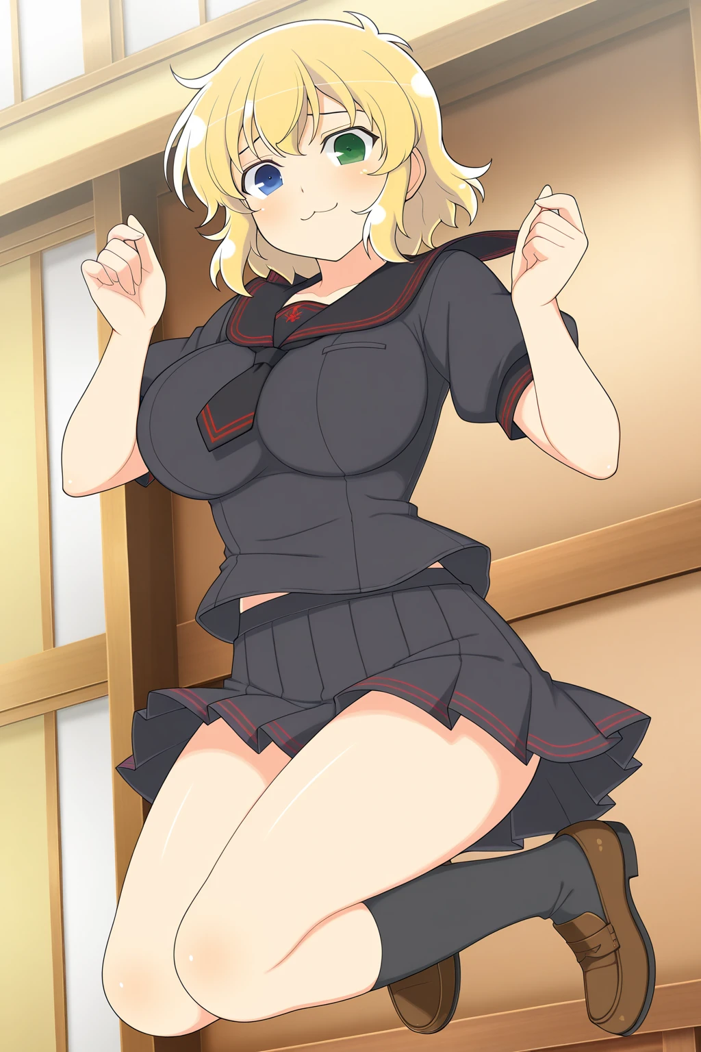 her loose panty drops to knees
