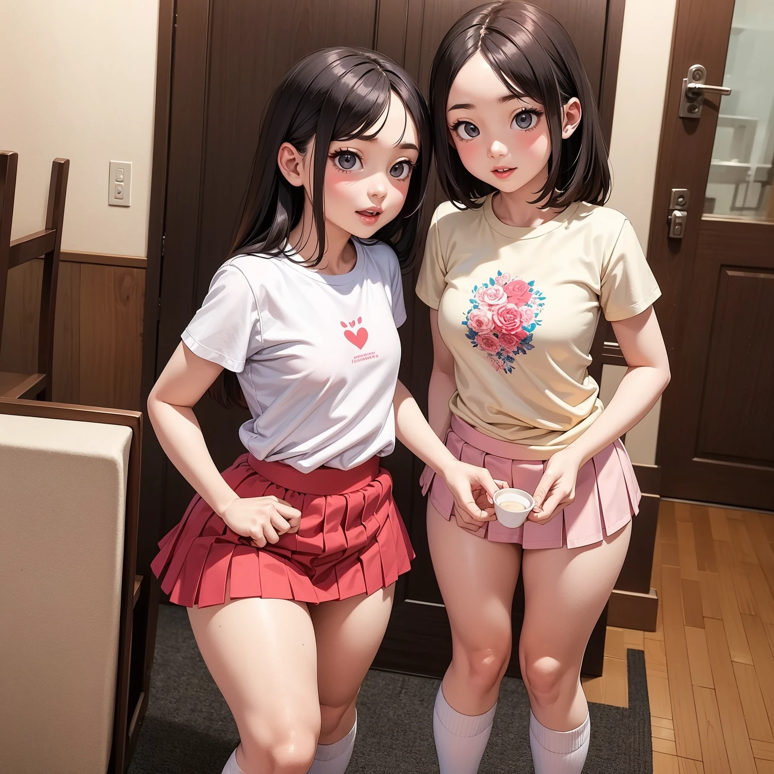 18year old、A smile、brown haired、beautidful eyes、real looking skin、hi-school girl、small tits、(8K、masterpiece)、(reallistic、Photorealsitic)、top-quality、ighly detailed、The ultra-detailliert、Beautie、cute little、japanes、Idol