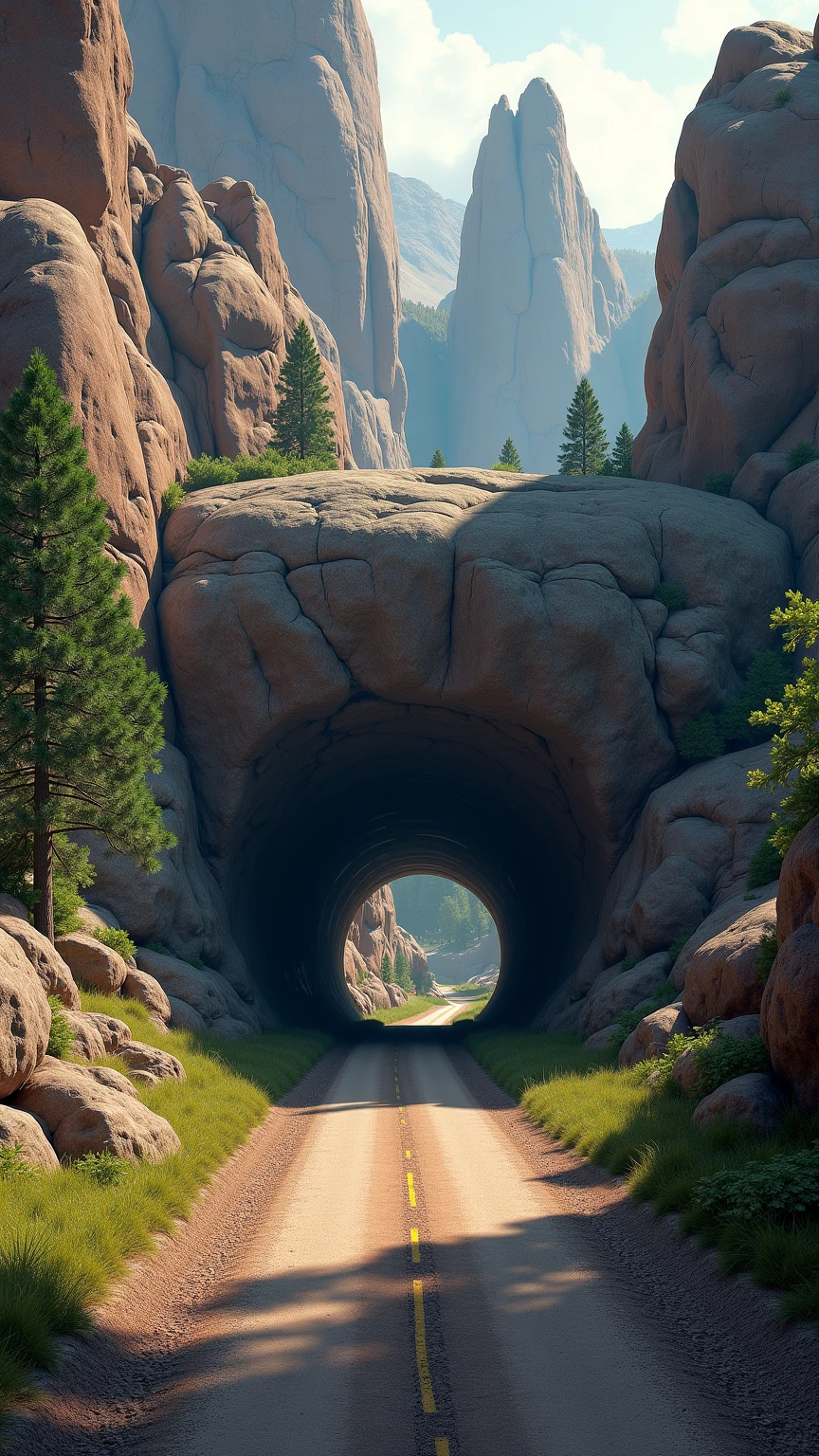 highdefinition images、Custer, South Dakota, USA、Needles Eye Tunnel、Tunnel A small hole in a boulder（Tunnel for one car）、overwhelming visuals