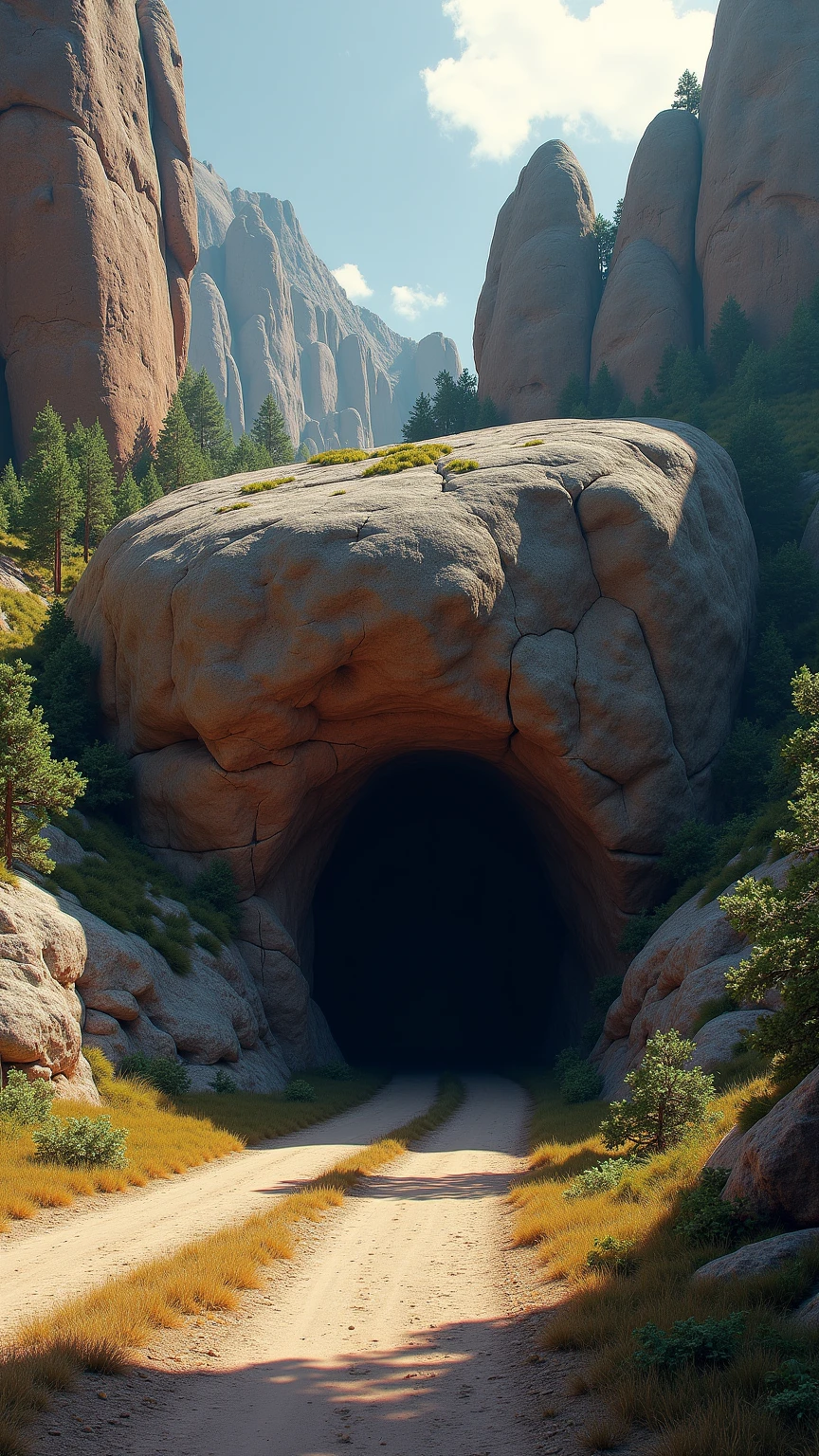 highdefinition images、Custer, South Dakota, USA、Needles Eye Tunnel、Tunnel A small hole in a boulder（Tunnel for one car）、overwhelming visuals