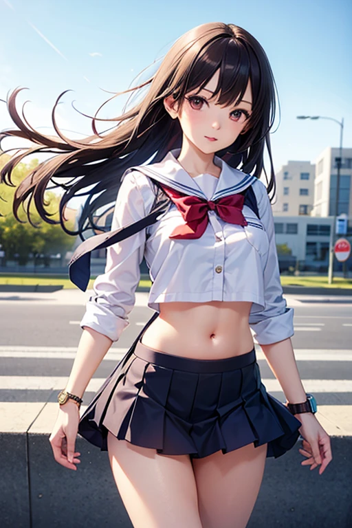 (masterpiece:1.2, highest quality), (Realistic, photoRealistic:1.4), Beautiful illustrations, (Natural Side Lighting, Cinema Lighting),
View your viewers, Upper Body, 1 girl, Japanese, high school girl, , Perfect Face, Cute and symmetrical face, Shiny skin, Plump Style、(('My skirt is blown up by the wind)))、
(Long Hair, Straight hair, Reddish brown hair), Asymmetrical bangs, Brown eyes, Long Eyelashes, (Large Breasts),
Beautiful Hair, Beautiful Face, Beautiful fine details, Beautiful clavicle, Beautiful body, Beautiful breasts, Beautiful thighs, Beautiful feet, Beautiful fingers,
((Detailed clothing texture、White collared shirt, Grey box pleated mini skirt、White socks、White panties、Brown Loafers), Dark red bow tie), (((Grab the hem of your skirt、Wind lift)))、slouch、
(Beautiful views), evening, (street), (Surprised、Open your mouth、Embarrassing),