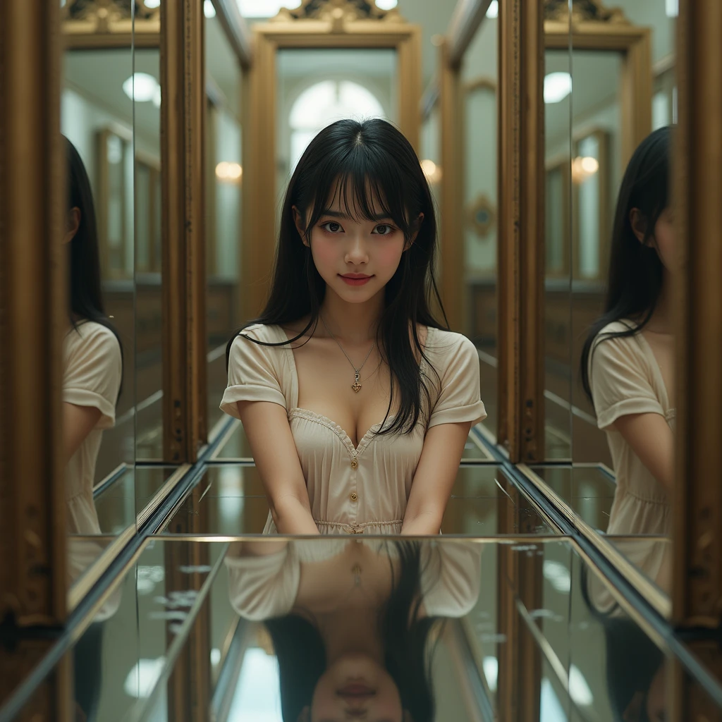 Woman in office building， （The Masterpiece：1.5， best qulity：1.5）， photorealestic， （The ultra-Realistically：1.5）， （photo realistic：1.5）， （Real pictures， complicated detail）， looks at the viewer， （8k wallpapers：1.5） （From the knees to the head：1.15）， （Detailed face：1.5）， （Detailed eyes：1.5）， （Clear photos）， highly detailed， ultra-details， ultra-highresolution， Cinematic Light， Lens glare， High-quality shadow， raytraced， Clear focus， （1girls，__focal point__：1.3），（complicated detail，PureErosFace_V1：1.5），（（（））），（（A scared expression）），（NSFW：1.5），（straight bangs），（（（disheveledhair））），（Throw hair））），（insecurity），（Overwhelmed expression），Very huge breasts，Athletic figure，Toned arms，Asians，Korean model，Sweaty body，Drip wet，face with reddish cheek， Style - realistic，Surreal Location - Modern Office Building Background - Sexy asian woman（（Long chestnut-brown hair））And sweep bangs， Clothing- （White transparent lace bikini）， （Sheer underwear）），