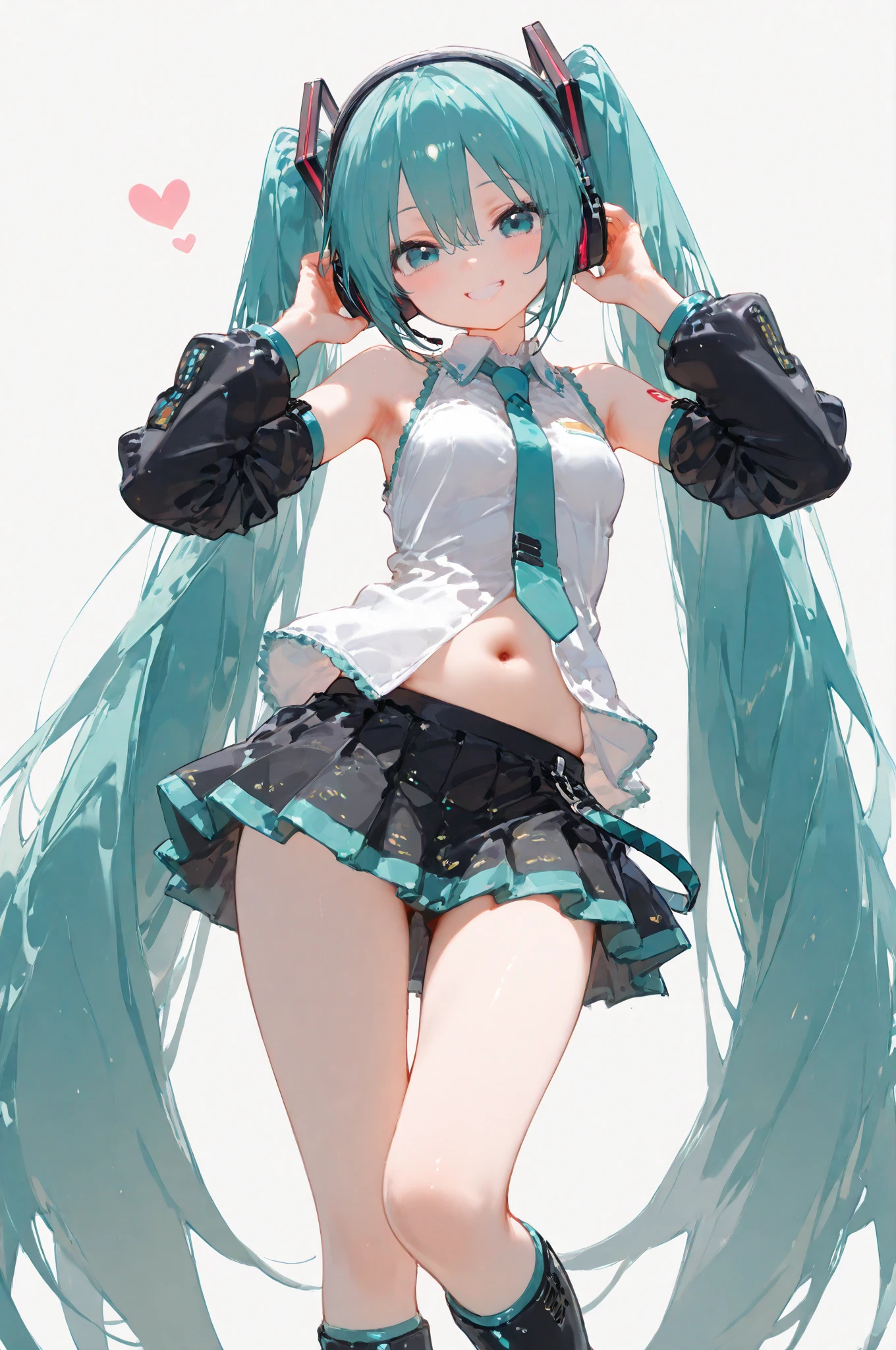 hatsune miku in a comfortable top and black bike shorts, cameltoe, embarrassed but happy, tight bike shorts, wet spot on pussy