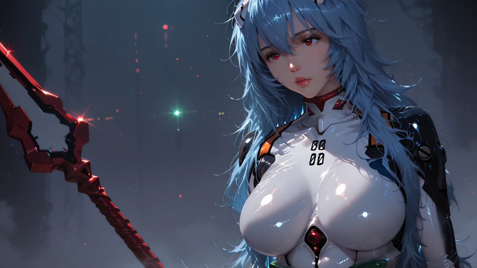 (masterpiece:1.3), (8K、photorealistic, Raw photo, best quality:1.4), (solo), one girl, (((kos-mos))), beautiful face, Beautiful face with perfect symmetry, cute face, (beautiful light blue long hair), With bangs, There is a visor on the forehead, beautiful purple eyes, perfect anatomy, (high detail skin: 1.2), natural breast, beautiful thighs, Natural buttocks, white costume, mini skirt, costume with open chest, outer space, (Inside the spacecraft), ((lean forward and look into the camera&#39;s viewfinder)), perfect lighting, focus only, perfect anatomy,Front view,