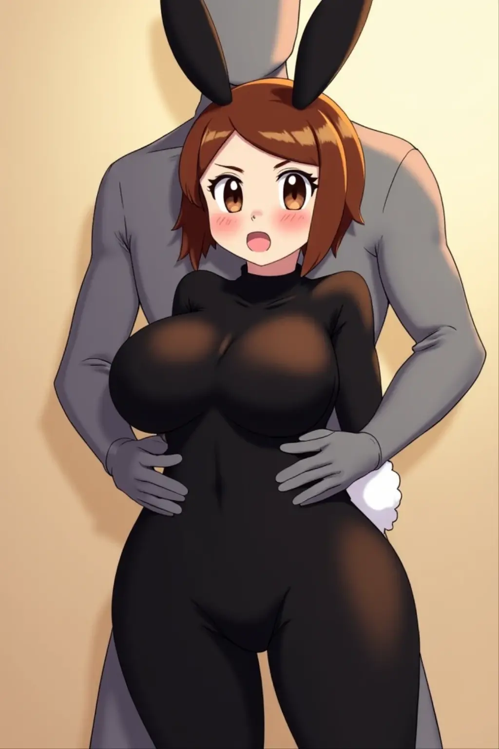 NSFW maddie fenton, a sexy milf, mature body, pixiv artwork, masterpiece, wearing a skintight long grey dress accentuating her curves, raping boy, orange hair, bobcut, seductive, no panties, curvy toned physique with big breasts and ass and tiny waist, body made for sex, no bra, ready to fuck, very sexy and seductive position, crazy but sexy look in her eyes, dominating boy, dominant woman, femdom, cumming, mother and son, size difference, holding boy in an embrace, mother's love