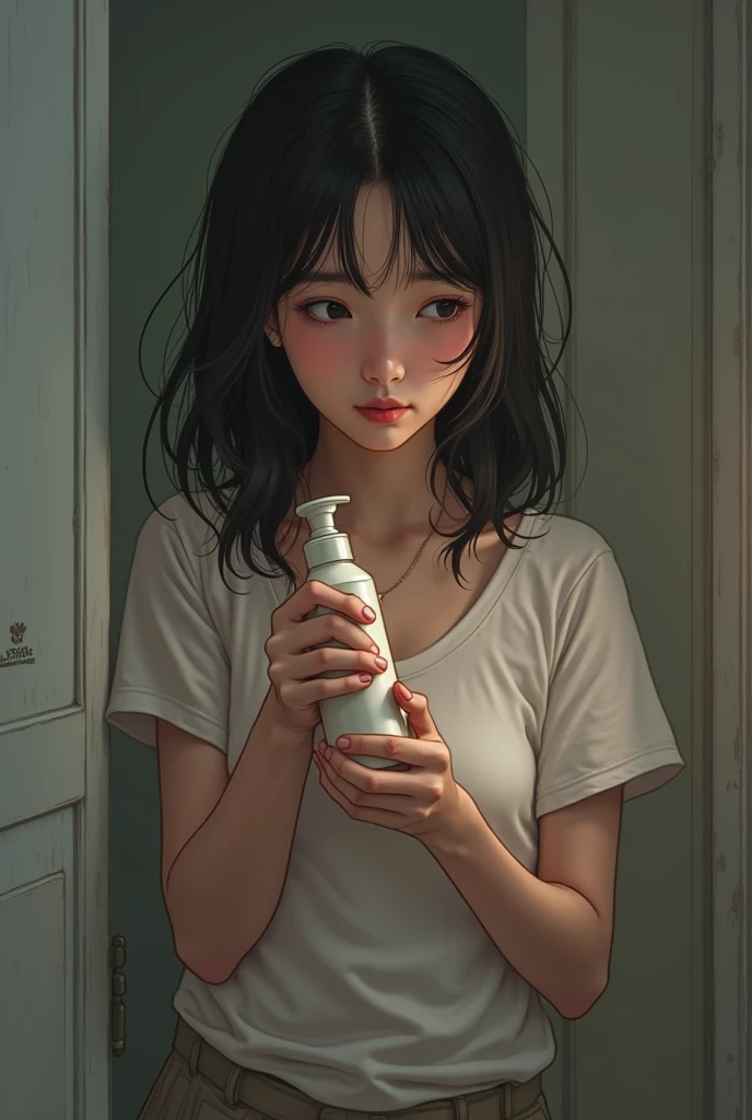 (masterpiece:1.3), (8k, Realistic, RAW Photos, highest quality: 1.4), ((One Japanese woman, Sadako)), Beautiful Face, (Realistic Face), (Black hair straight, Long Hair:1.5), ((The face is hidden by bangs:1.4)), Beautiful hairstyle, Realistic eyes, ((White of the eyes:1.2)), (Eyes closed:1.1), Beautiful fine details, (Realistic Skin), Beautiful Skin, ((Pale skin:1.4)), Absurd, Charm, Ultra-high resolution, Ultra-realistic, Very detailed, Golden Ratio, (Shyness:1.1), ((Mouth open, cum on mouth:1.1)), ((Half of his face sticking out of the bathtub:1.2)), (Old big bathtub:1.4), (Dark bathroom)