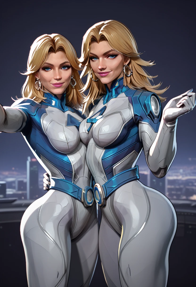 2heads,1man,( big bulge:1.5), feminine face, no body hair, no facial hair,,37 years old,sexy Argentinian star trek character in star trek uniform, wide hips, small waist,,bimbo, tight short lycra,perky breasts, cleavage, inside star trek space ship background,