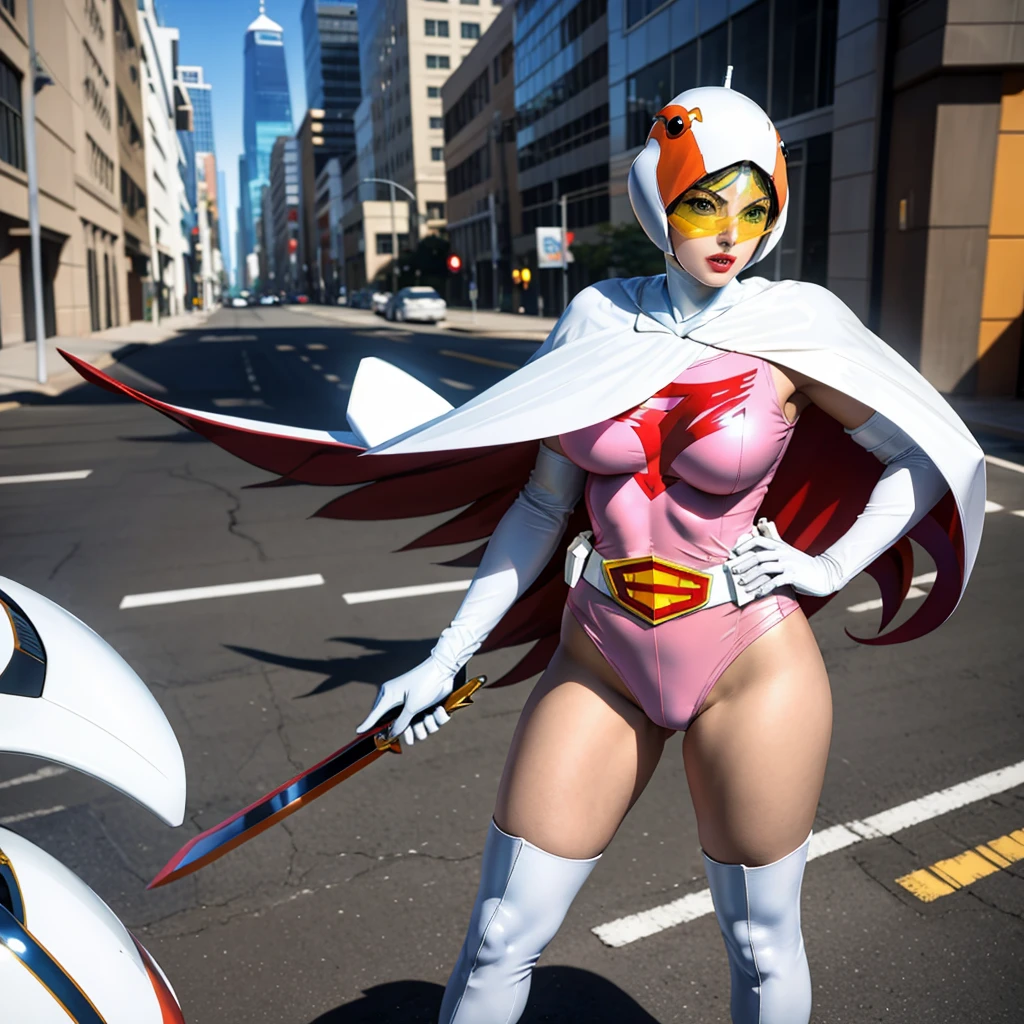 ultra-detailed, Explicit, Beautiful body, Beautiful Nose, Beautiful character design, perfect eyes, perfect face, ultra highres, 4K, beautiful legs, perfect legs, Nice hands, Perfect hand, Masterpiece, Best Quality, Highly detailed, illustration, absurdres, street fighter, doll suit, shadaloo doll, dollsuit, expressionless, blank eyes, looking at viewer, red gloves, emotionless, black latex, corrution, mind control, female combatant, full body, hypnotized, unhappy trance, full body suit, ribbed bodysuit, both arms at side, obey, perfect female body, extremely glossy latex, hypnosis, hypnoLora, empty eyes, Mind control device, poses, submissive_pose, Slave, hat, necktie, stand up straight, standing, standing at attention, hat, necktie, belt, latex, ribbed bodysuit, thighhighs, garter belt, Fighting Stance, extending the right arm from the shoulder into the air with a straightened hand, saluting, military, military saluting, salute, thigh boots, 1girl, Aelita Evolution, code: lyoko, pink hair, short hair, long ear, green eyes
