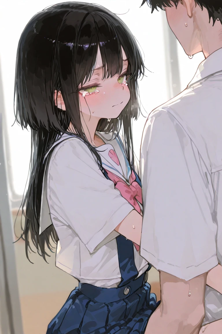 smile　Too young cuteness　Too young body type　high school girl　Student bag　Face Maximum Close-up　A large amount of semen is ejaculated onto the penis and the face is covered in semen