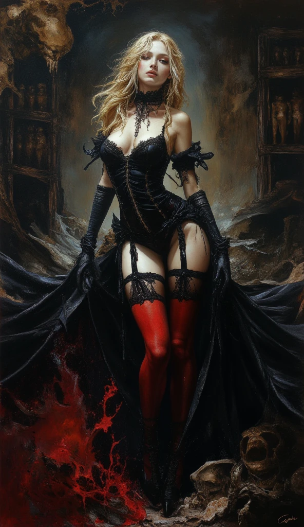 (masutepiece, Best Quality), 8K Wallpaper, Highly detailed, poster for, Little Red Riding Hood, Sexy, Erotic, wolf, Gothic, Horror, Russians, Horror Thriller Movie Poster, German Expressionism, shapes, lines, Abstract, propaganda, Gothic, 映画poster for, Vintage, In the style of Frank Frazetta, low angle shot、Elisha Cuthbert