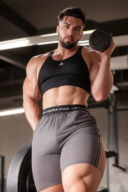 A young man working in an office break room turning into a gym equivalent lined with surround-sound speakers playing hypnotic subliminals and bodybuilding posters on the walls as he becomes a brainwashed muscular sweating dumb bodybuilder jock bro working out on it with hyper massive muscles and a swelling bulge in the crotch while his suit and tie transitions to workout gear. Induction buzz cut. Hyper muscle. Massive crotch bulge. Giant biceps. Giant triceps. Giant traps. Broad shoulders. Giant pecs. Strong abs. IQ drain. Dumber jock bro. Bodybuilder. Brainwashing. Hypnotic spirals. Hypnosis. Hypnotized. Suit to tank top and compression shorts. Hyper muscles. Massive muscles. Brain to brawn. Dumber and dumber. Dumb jock stereotype. tranced. Hypnosis. Hypnotized. Mind controlled. Mind control. Brainwashed. Brainwashing. blank stare. "We are big, and we are dumb. Building muscles, minds go numb. Our bodies products on display. We're big dumb jocks. That's what we'll stay. We're big dumb jocks. We'll grow all day. Just big dumb jocks. Lift, grow, obey."