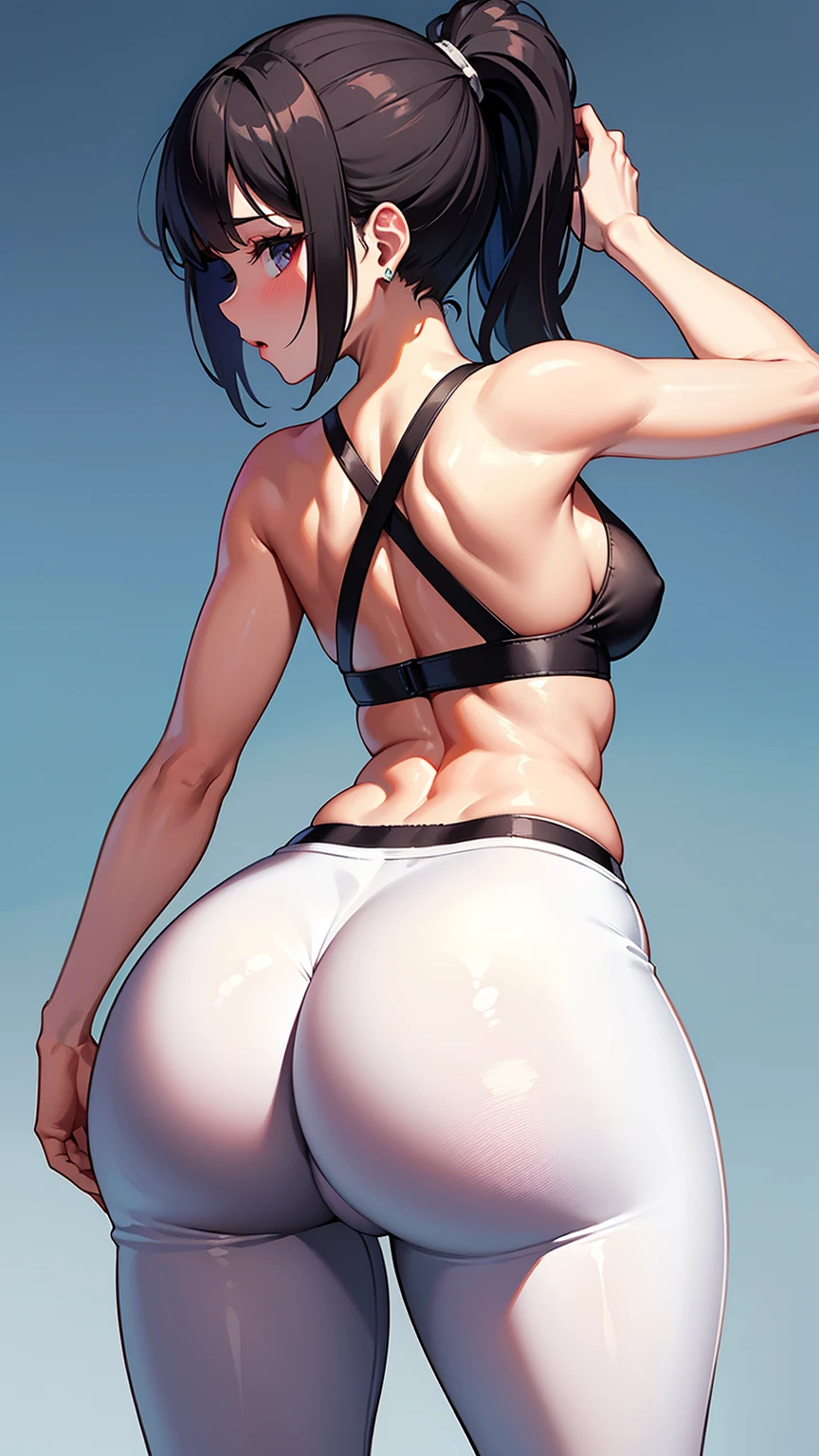 (masterpiece:1.1), best quality, highest quality, perfect anatomy, highres, ultra-detailed, 8k wallpaper, texture, detail, unique, HDR, (extremely detailed CG:1.1), elaborate features, professional photo, beautiful detailed eyes, ray tracing, hentai, perfect face, octane render, realism, innovative,
1girl, close to viewer, sharp focus, hard focus, clearly,
streaked hair, asymmetric hair, bangs hair cut:1.1),
mature female, chiseled face,
satisfied,
(bike shorts:1.1), (tube top:1.1),
gigantic tits, huge round ass, light blush, sweaty, shiny skin, deep skin, vibrant colors, steam, lustrous skin, slightly lips,
outdoors, after workout, overflowing bra,